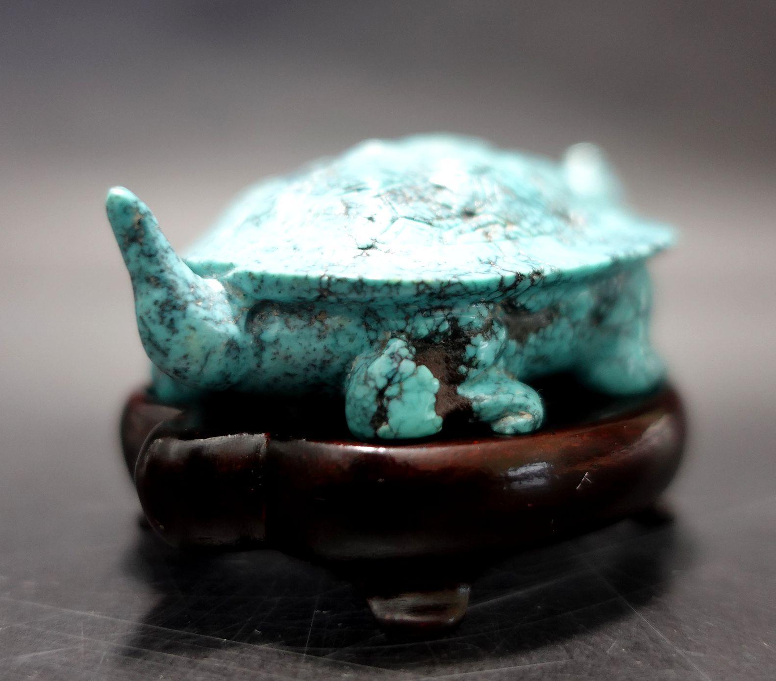 Antique Chinese Carved Turquoise Turtle Snuff Bottle, 19th Century For Sale 5