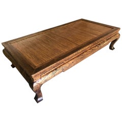 Antique Chinese Carved Wood and Bamboo Inlaid Daybed