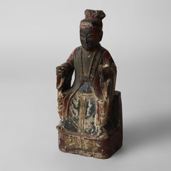 Antique Chinese Carved Wood Deity Altar Figure 18th
