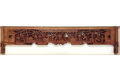 Antique Chinese Carved Wood Door Lintel Framed in Shadow Box