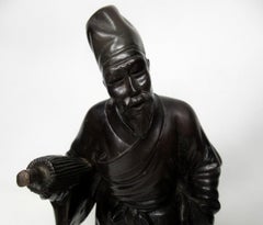 Antique Chinese Carved Wood Figure of Sage Immortal Male Guangxu Period