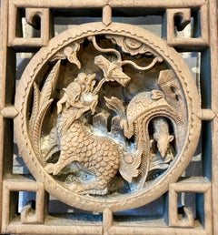 Antique Chinese Carved Wood Panel