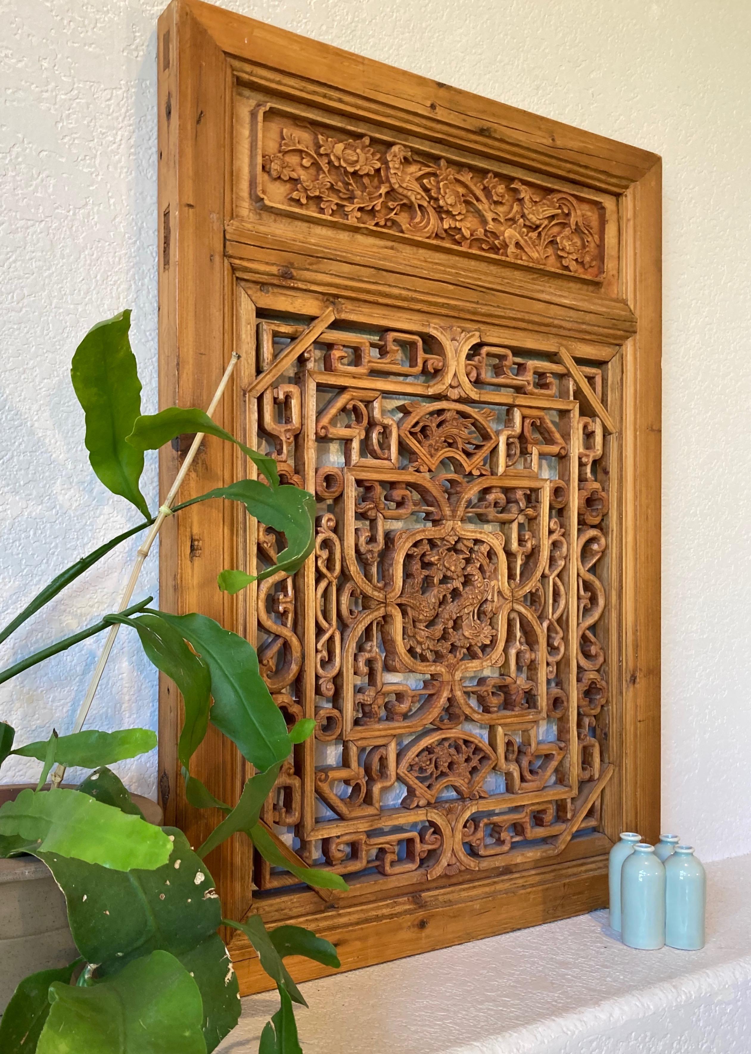 Antikes chinesisches geschnitztes Holzpaneel (Qing-Dynastie) im Angebot