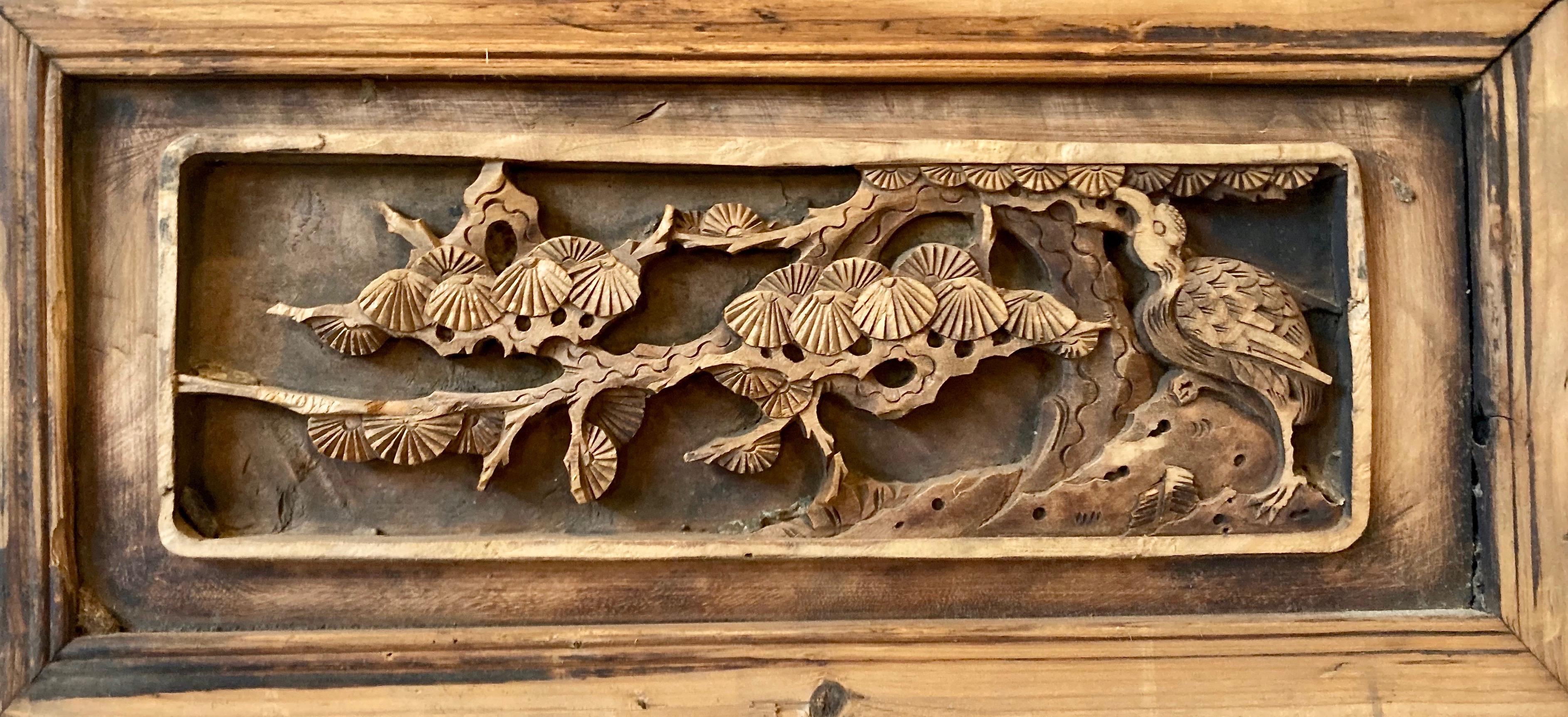 asian carved wood panels