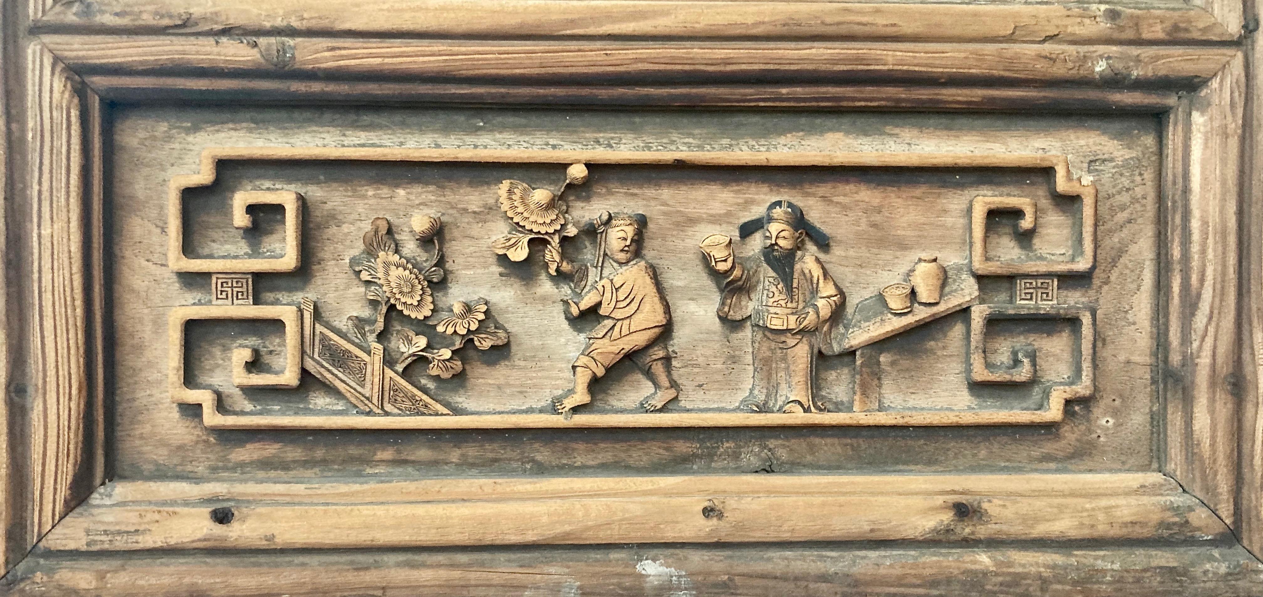 Antique Chinese Carved Wood Panel In Good Condition For Sale In Sherwood, OR