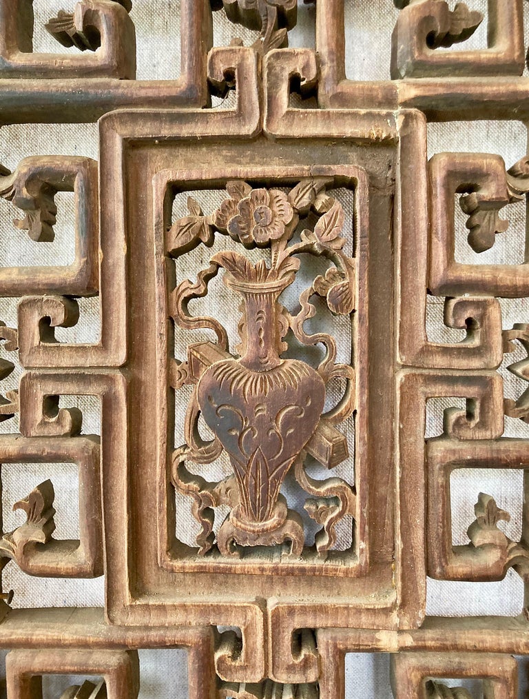 Antique Chinese Carved Wood Panel For Sale at 1stDibs