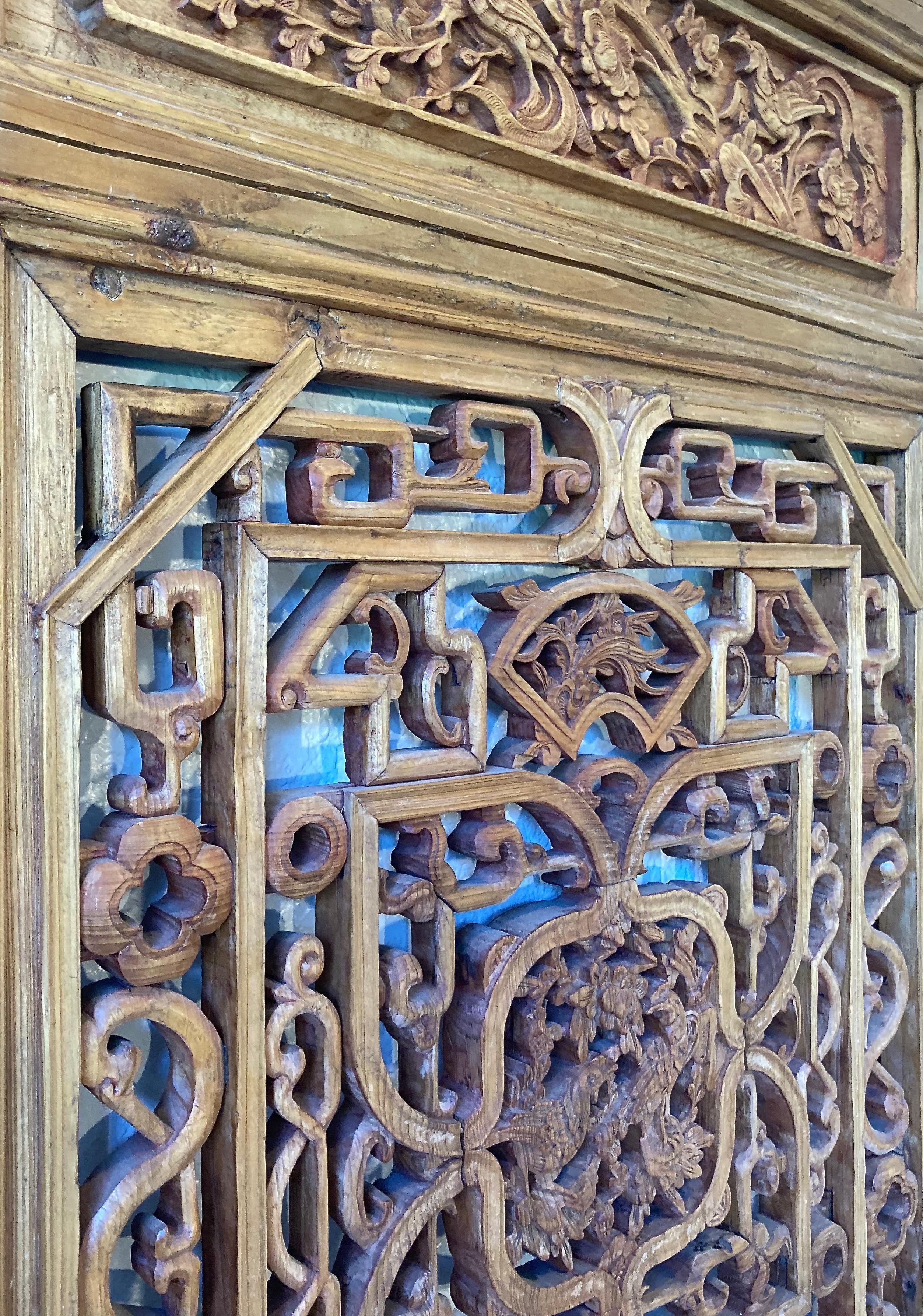 Qing Antique Chinese Carved Wood Panel For Sale