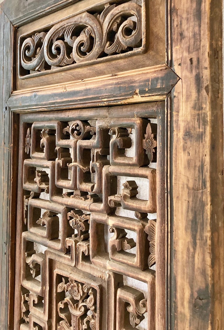 Antique Chinese Carved Wood Panel For Sale at 1stDibs