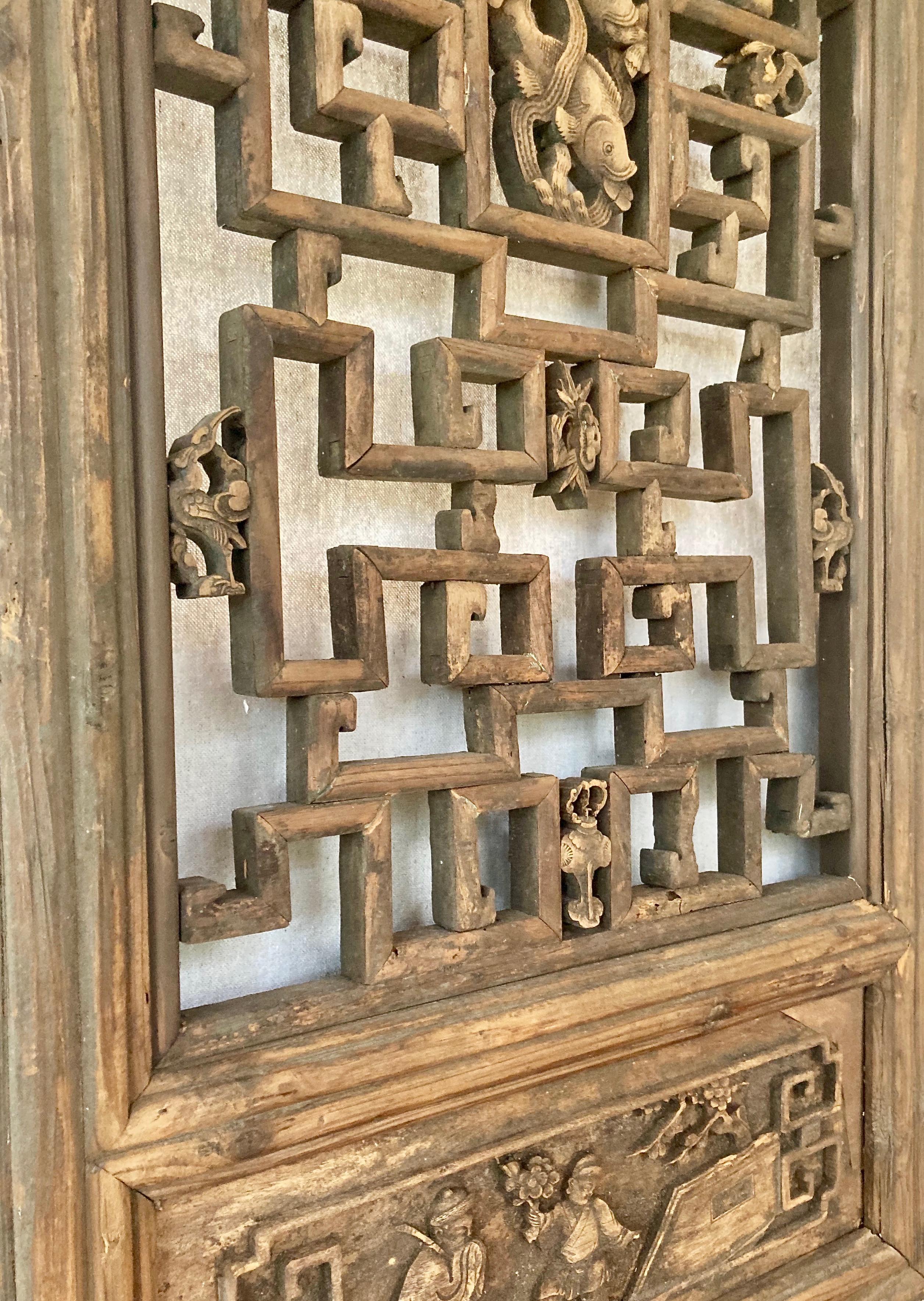 Antique Chinese Carved Wood Panel For Sale 1