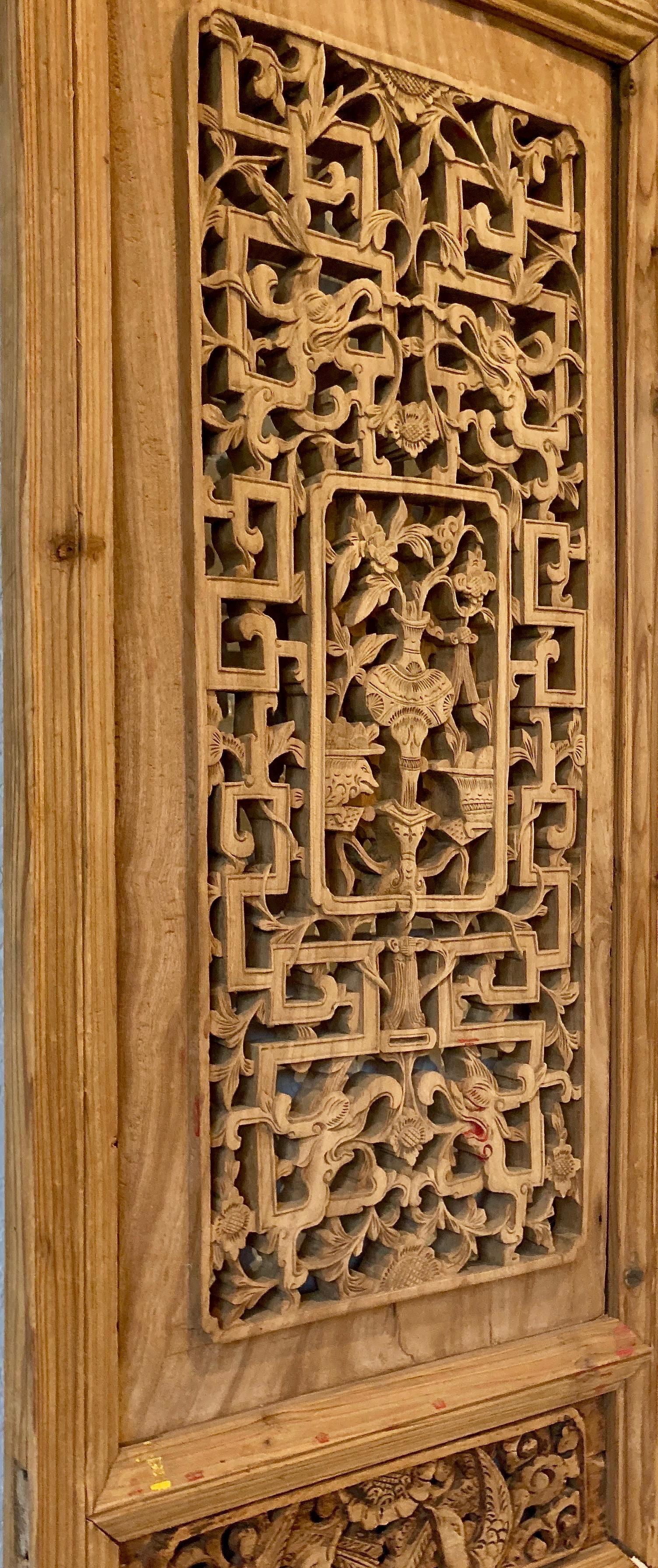 XIXe siècle Panneau en bois sculpté chinois ancien en vente