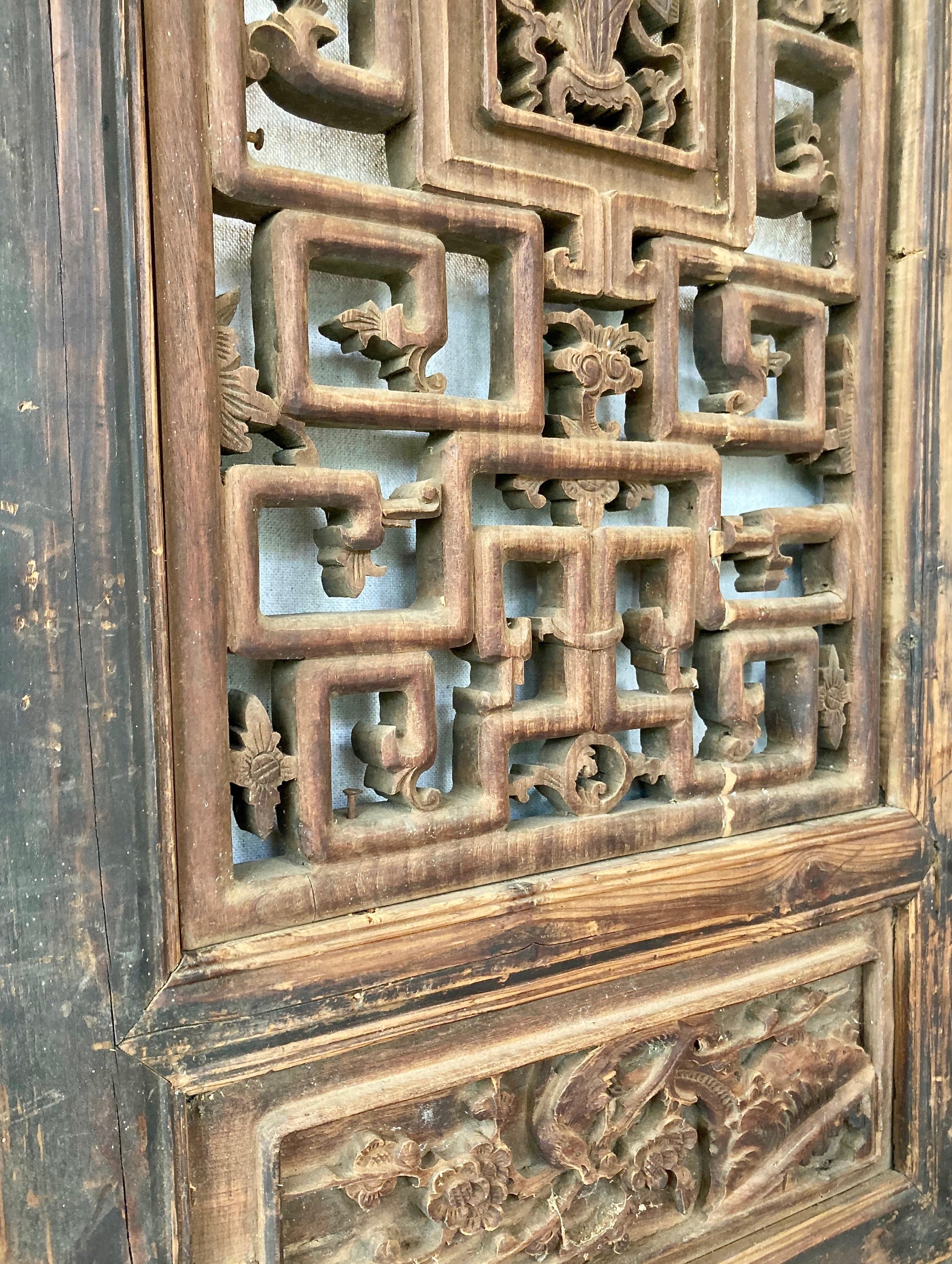 Antique Chinese Carved Wood Panel For Sale 2