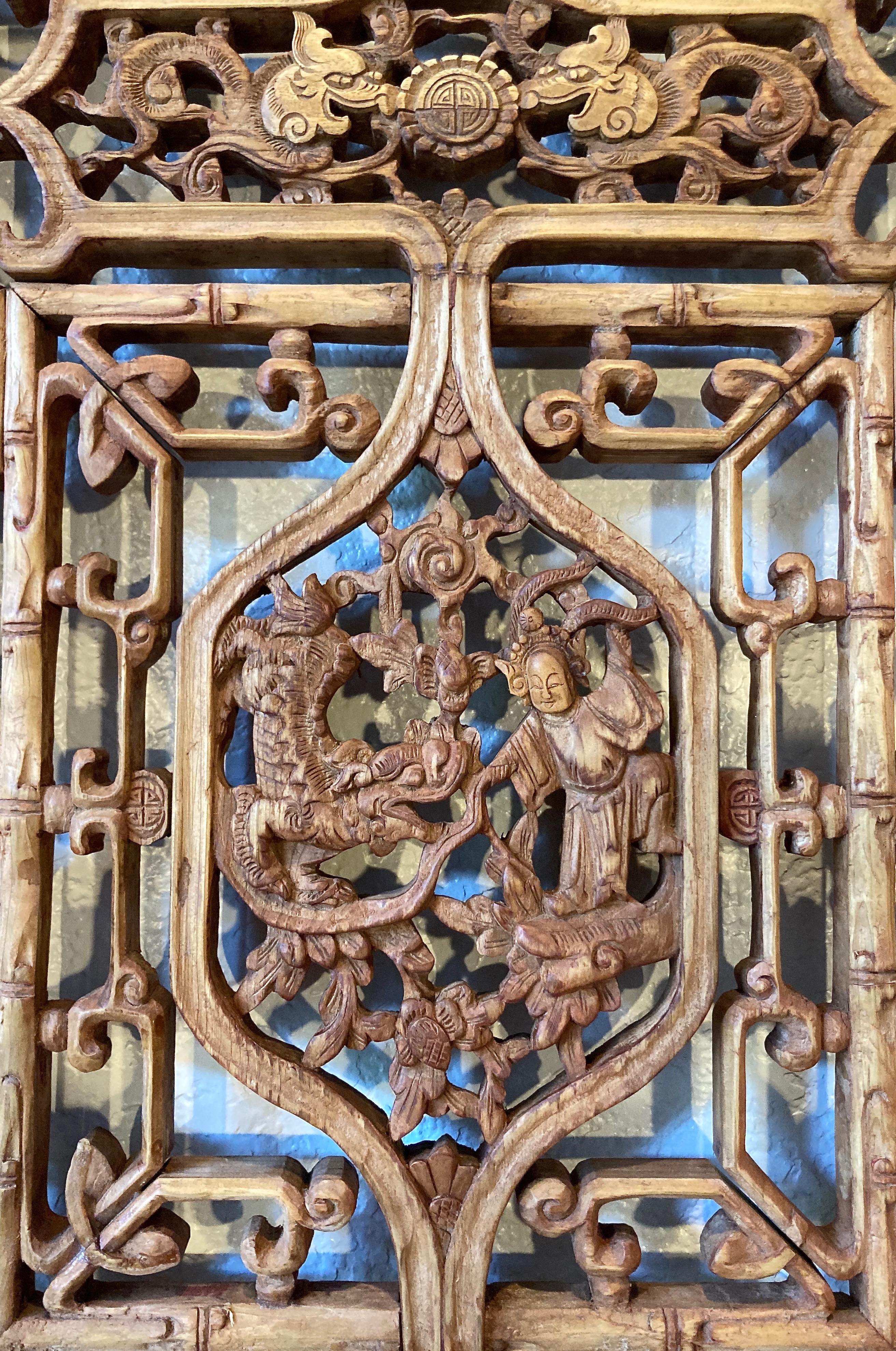 Antique Chinese Carved Wood Panel 2