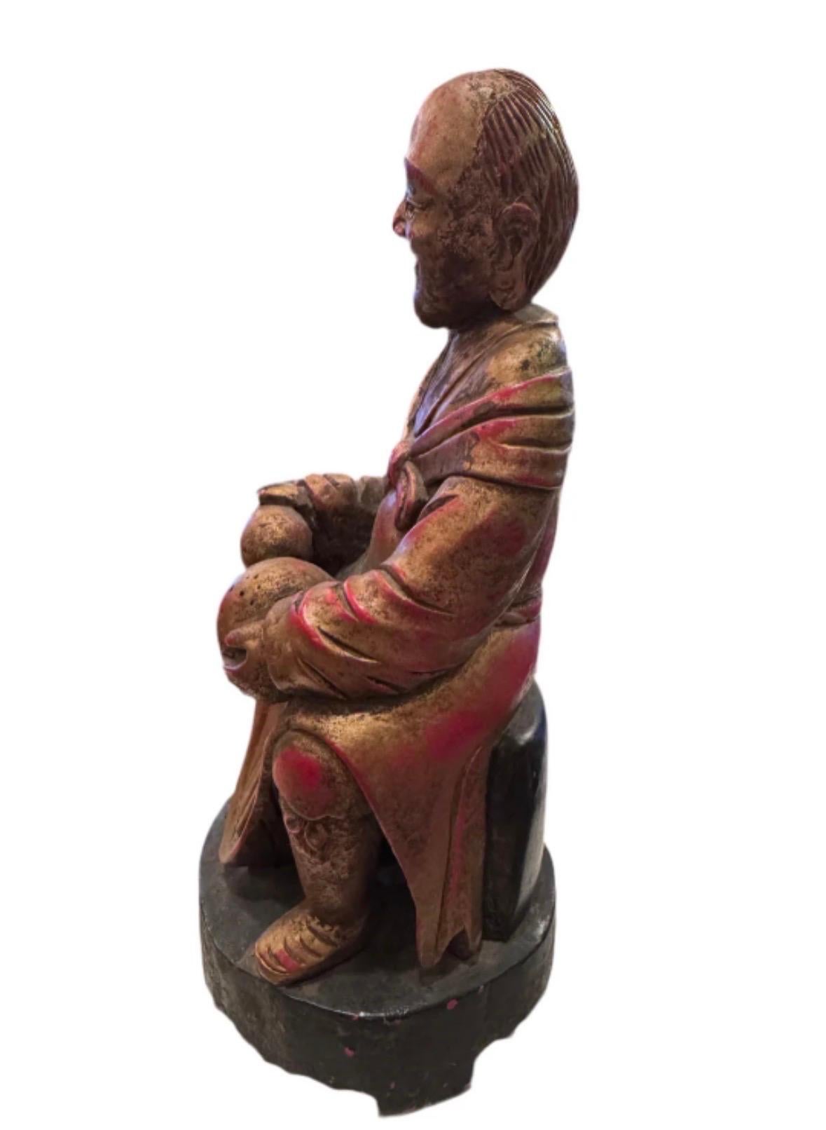 Chinois Sculpture ancienne chinoise en bois sculpté en vente