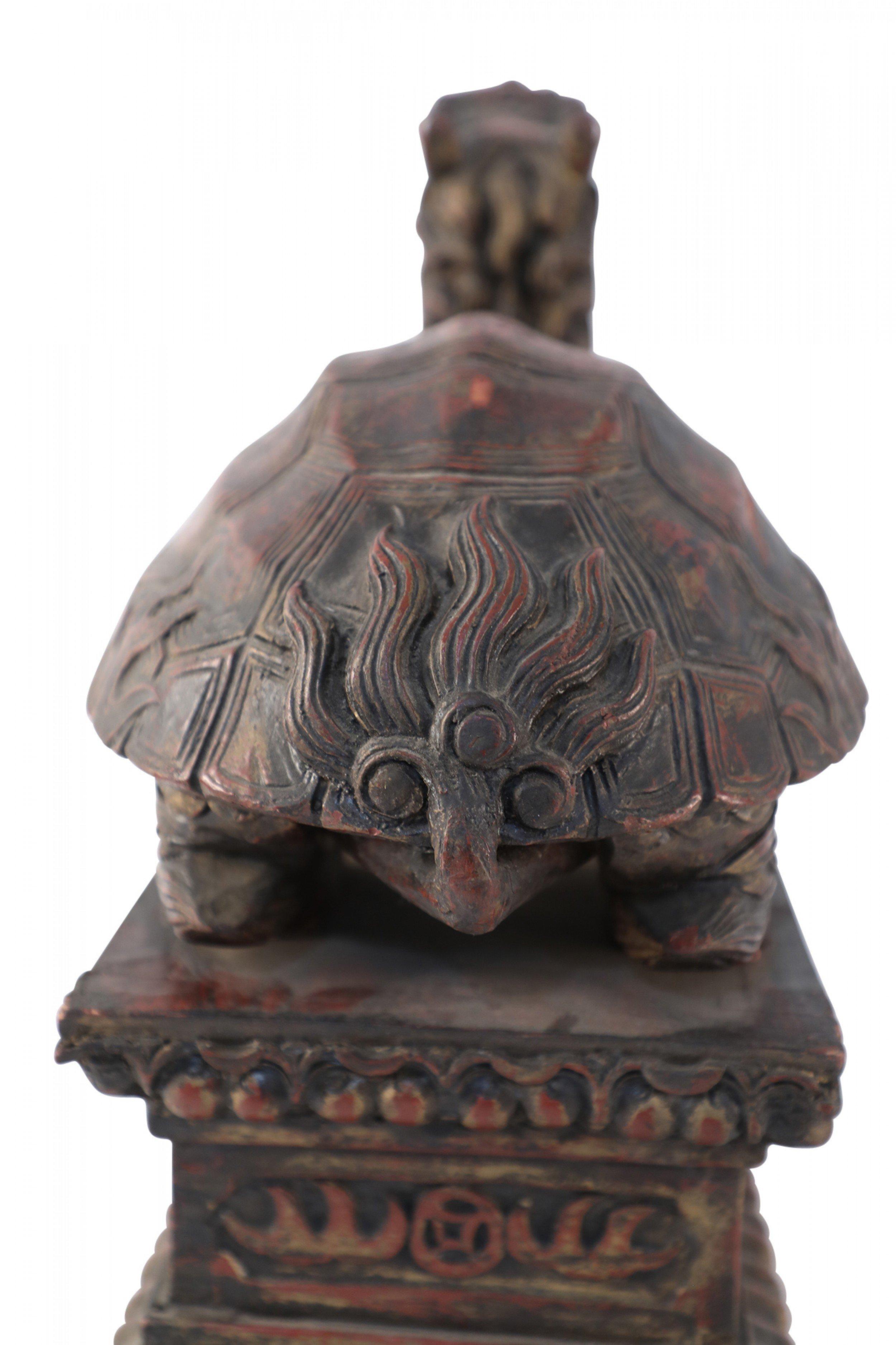 Antique Chinese Carved Wooden Longgui Dragon Turtle Sculpture For Sale 3