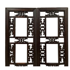Antique Chinese Carved Wooden Window Panels Wall Arts - a Pair