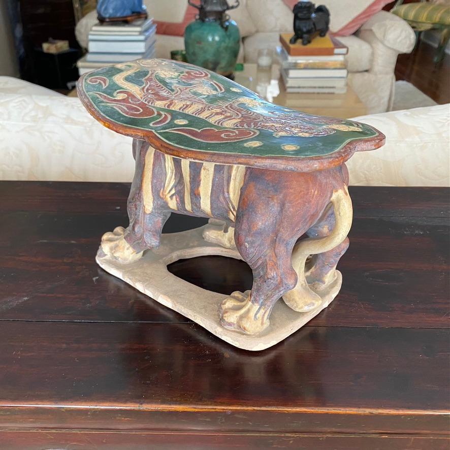Antique Chinese Cat Pillow In Good Condition In Sarasota, FL