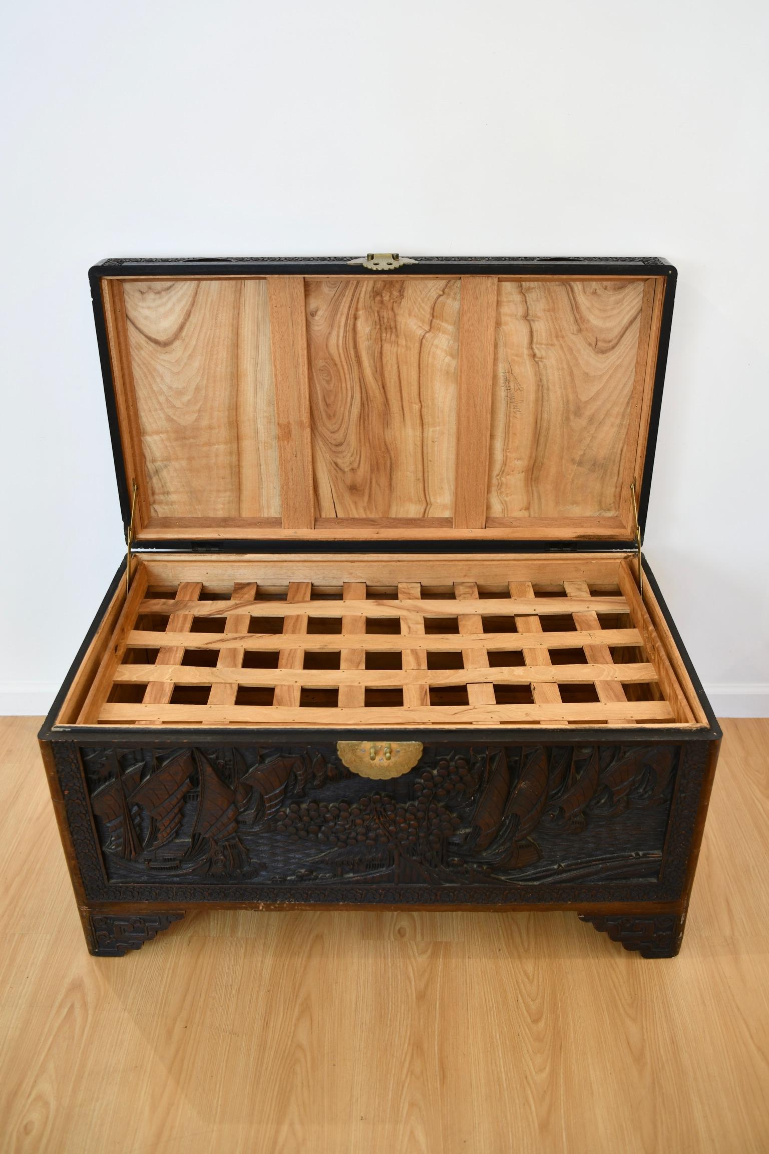 20th Century Antique Chinese Cedar Carved Chest