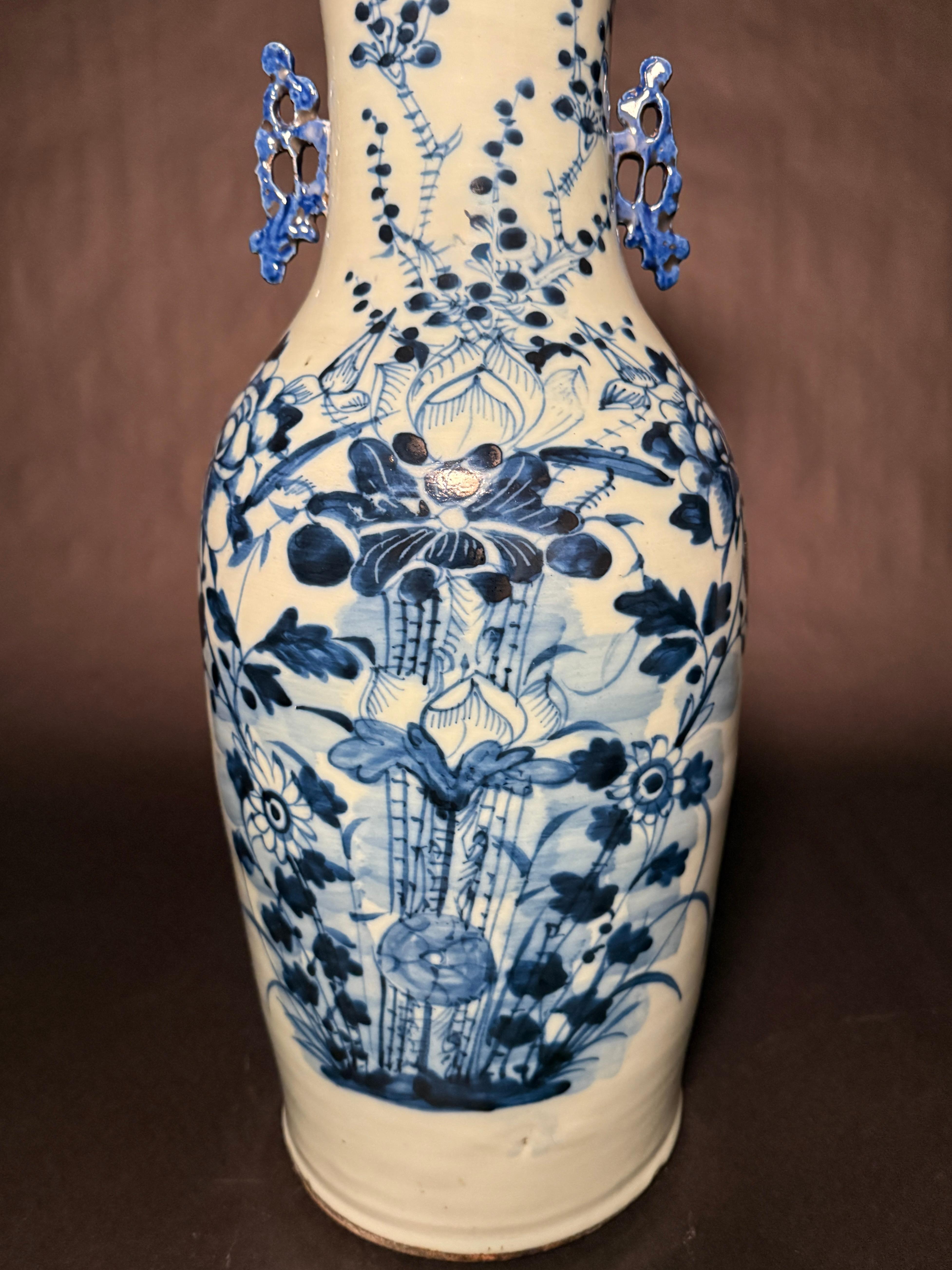 Chinese Export Antique Chinese Celadon Blue And White Vase For Sale