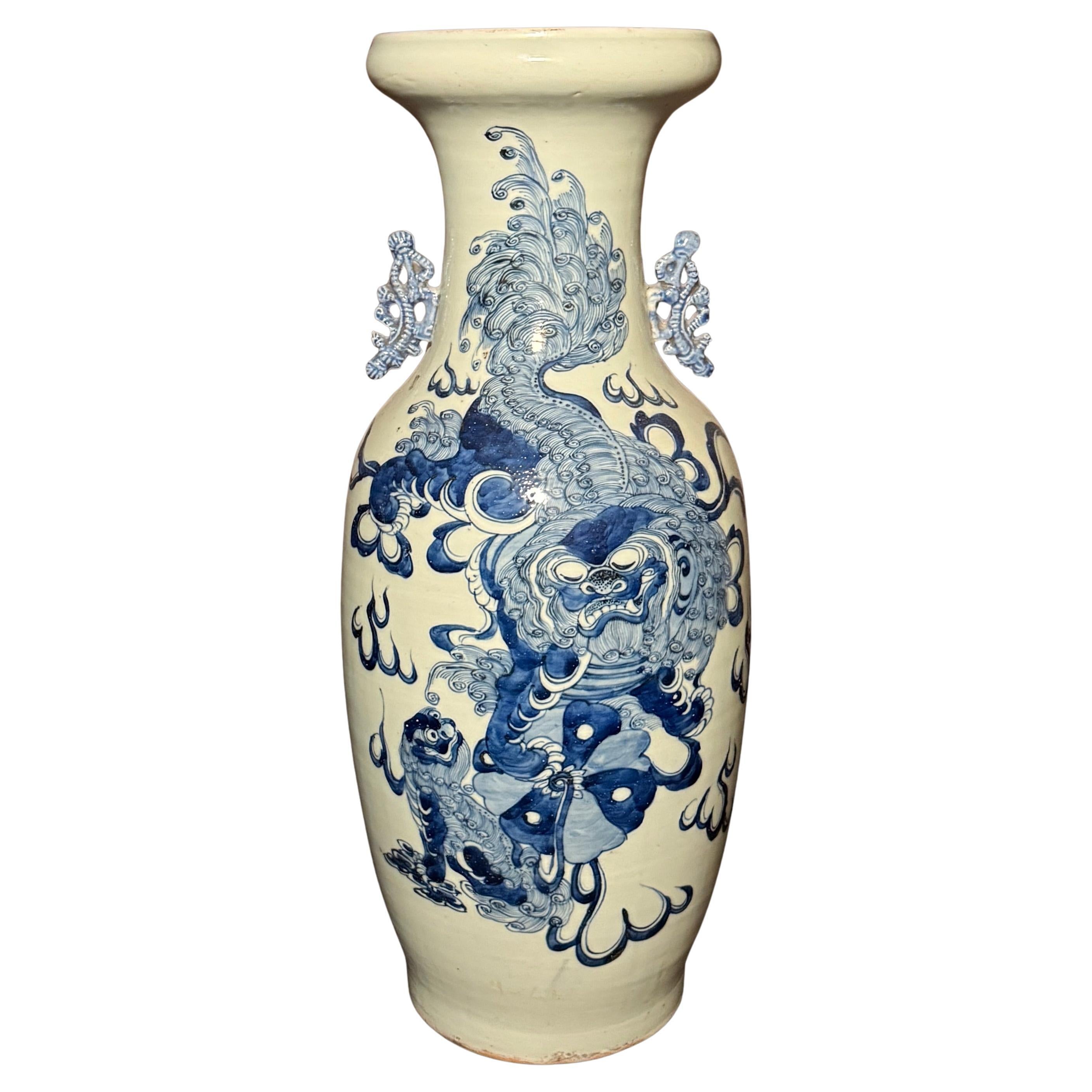 Antique Chinese Celadon Blue And White Vase