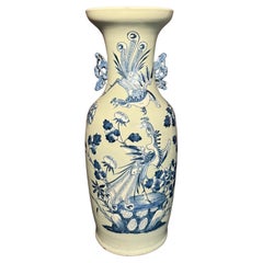 Antique Chinese Celadon Blue And White Vase
