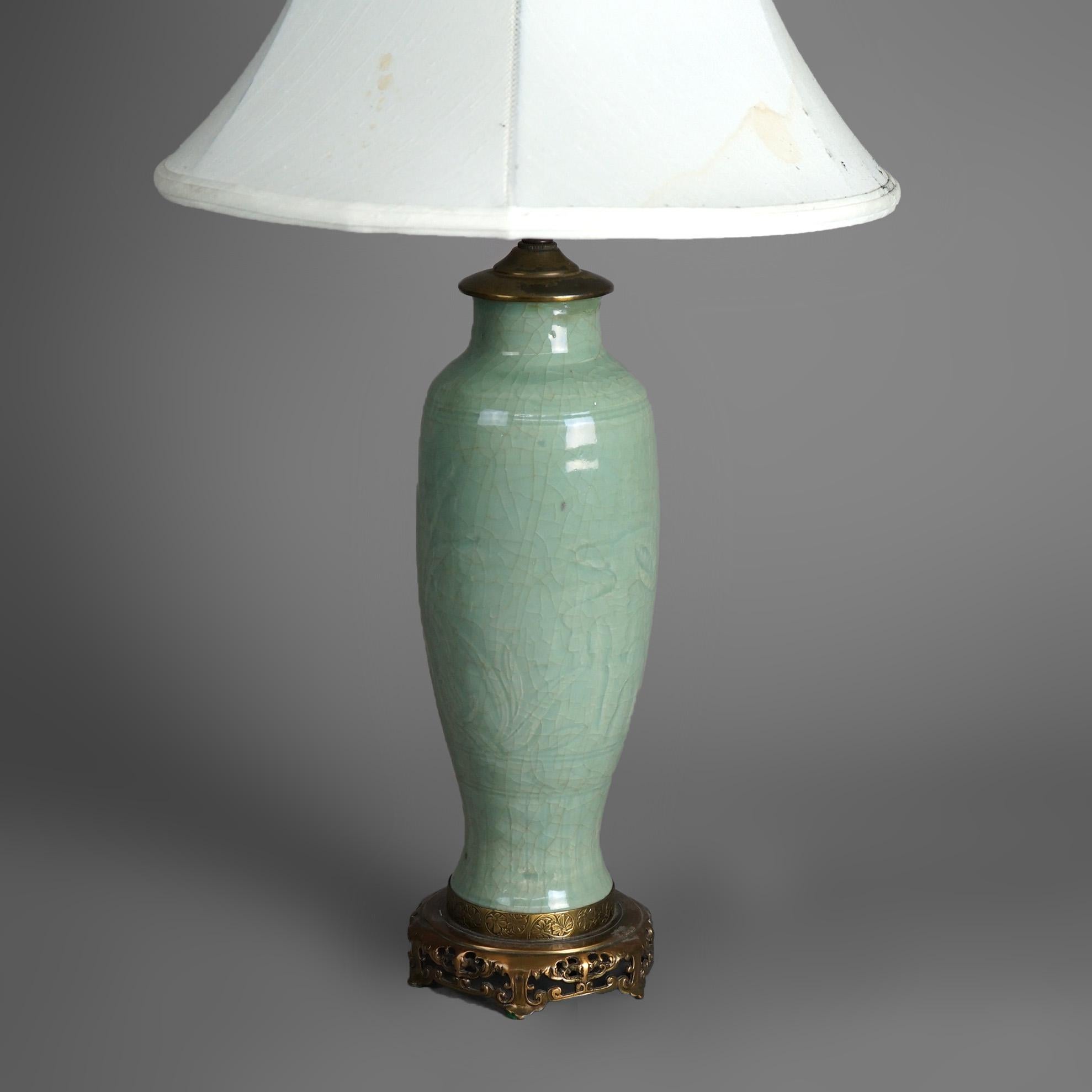 vintage celadon lamp