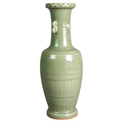 Antico vaso cinese in ceramica d'arte smaltata Celadon, 1930 ca.