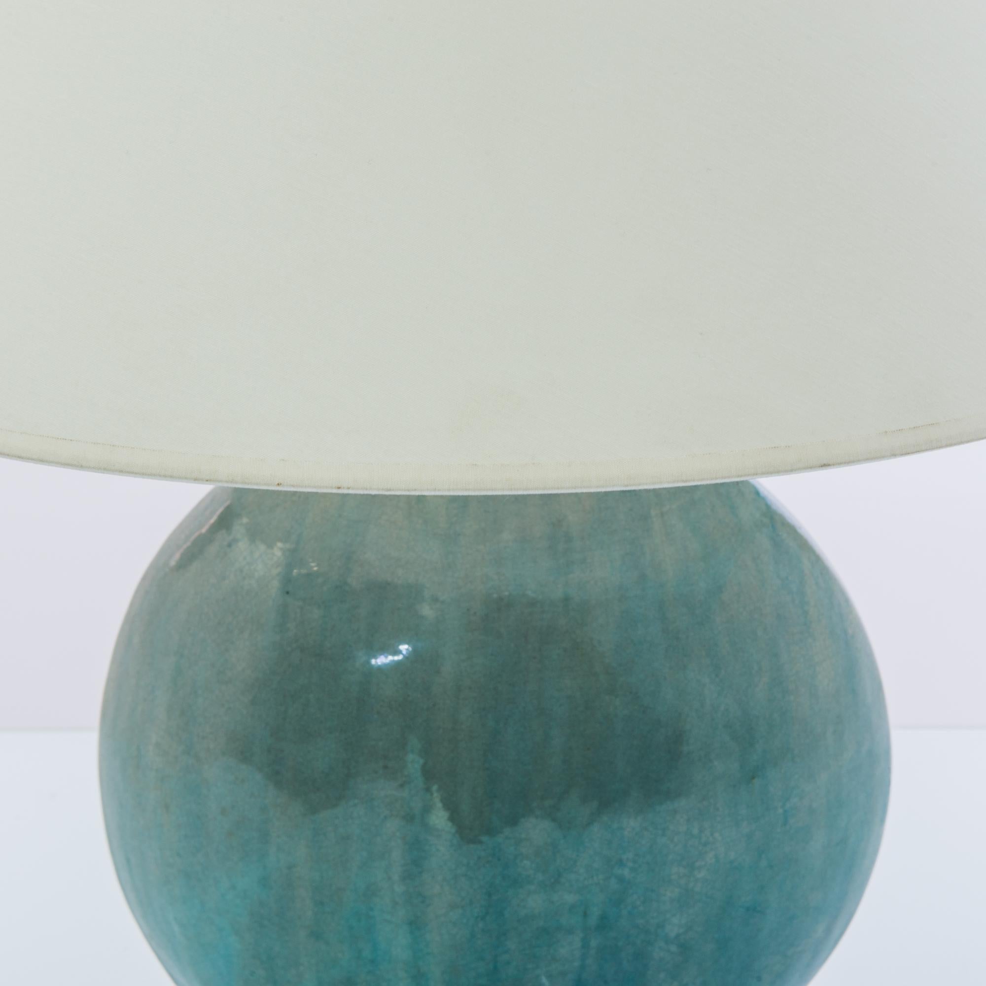 Antique Chinese Celadon Gradient Ceramic Vase Table Lamp In Good Condition In High Point, NC