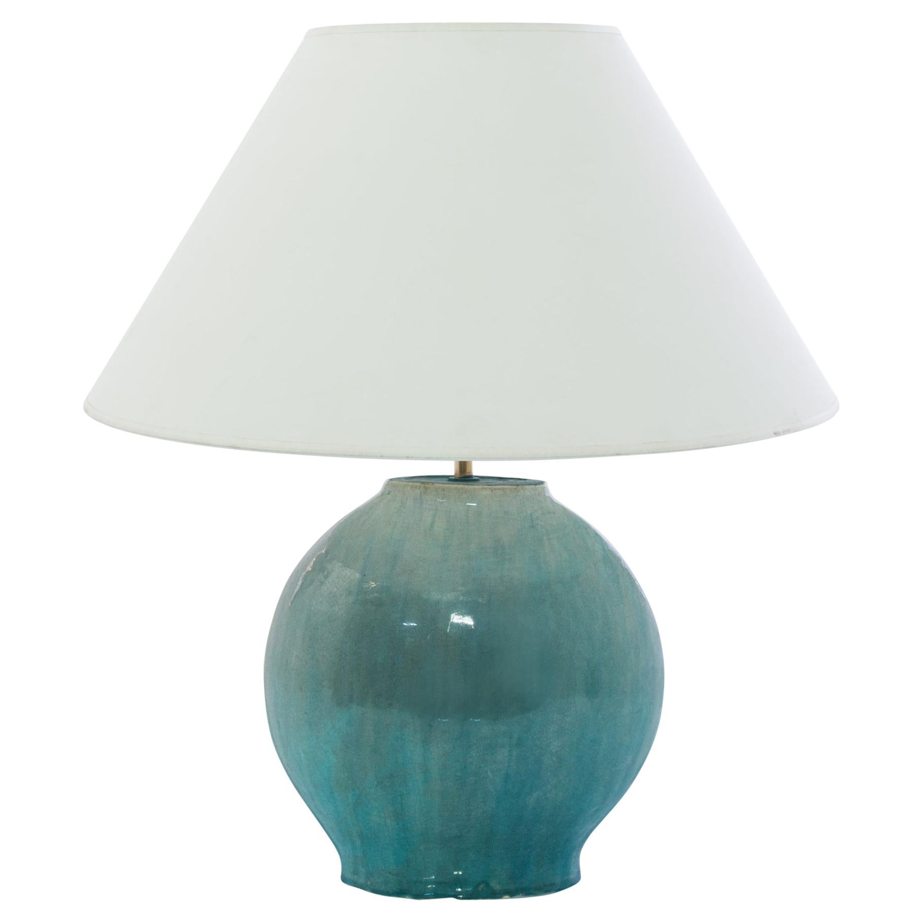 Antique Chinese Celadon Gradient Ceramic Vase Table Lamp