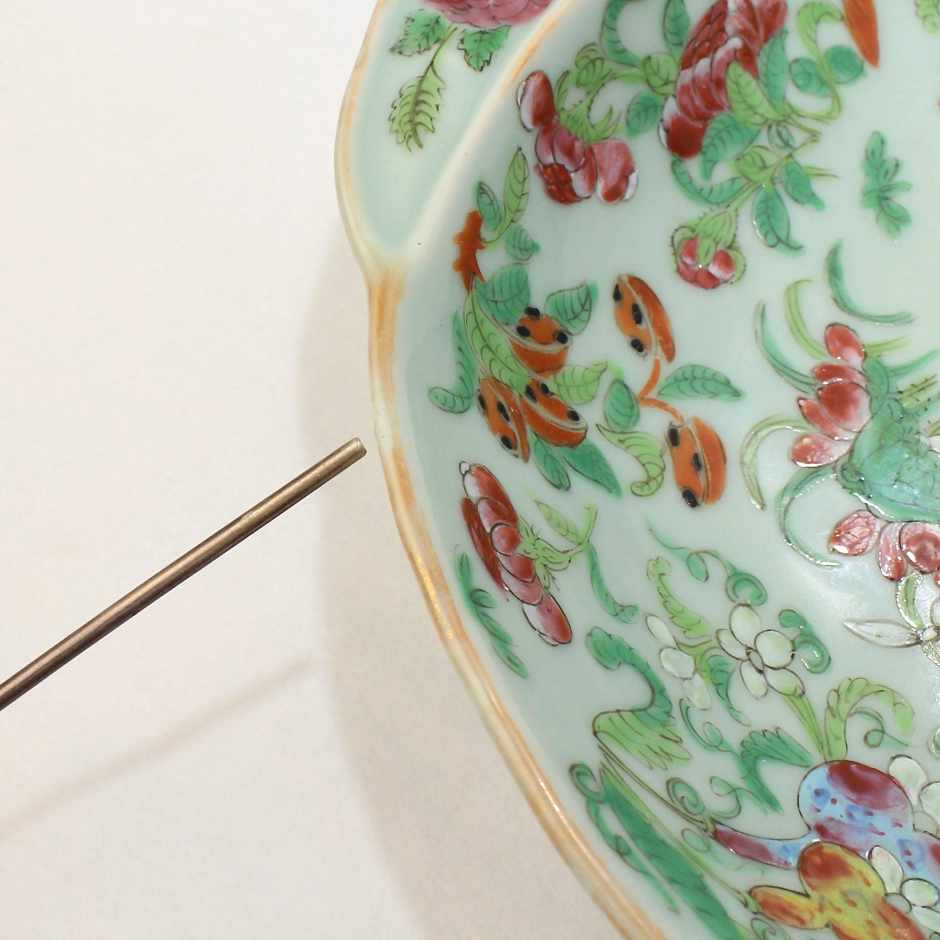Antique Chinese Celadon Ground Porcelain Shrimp Bowl 4