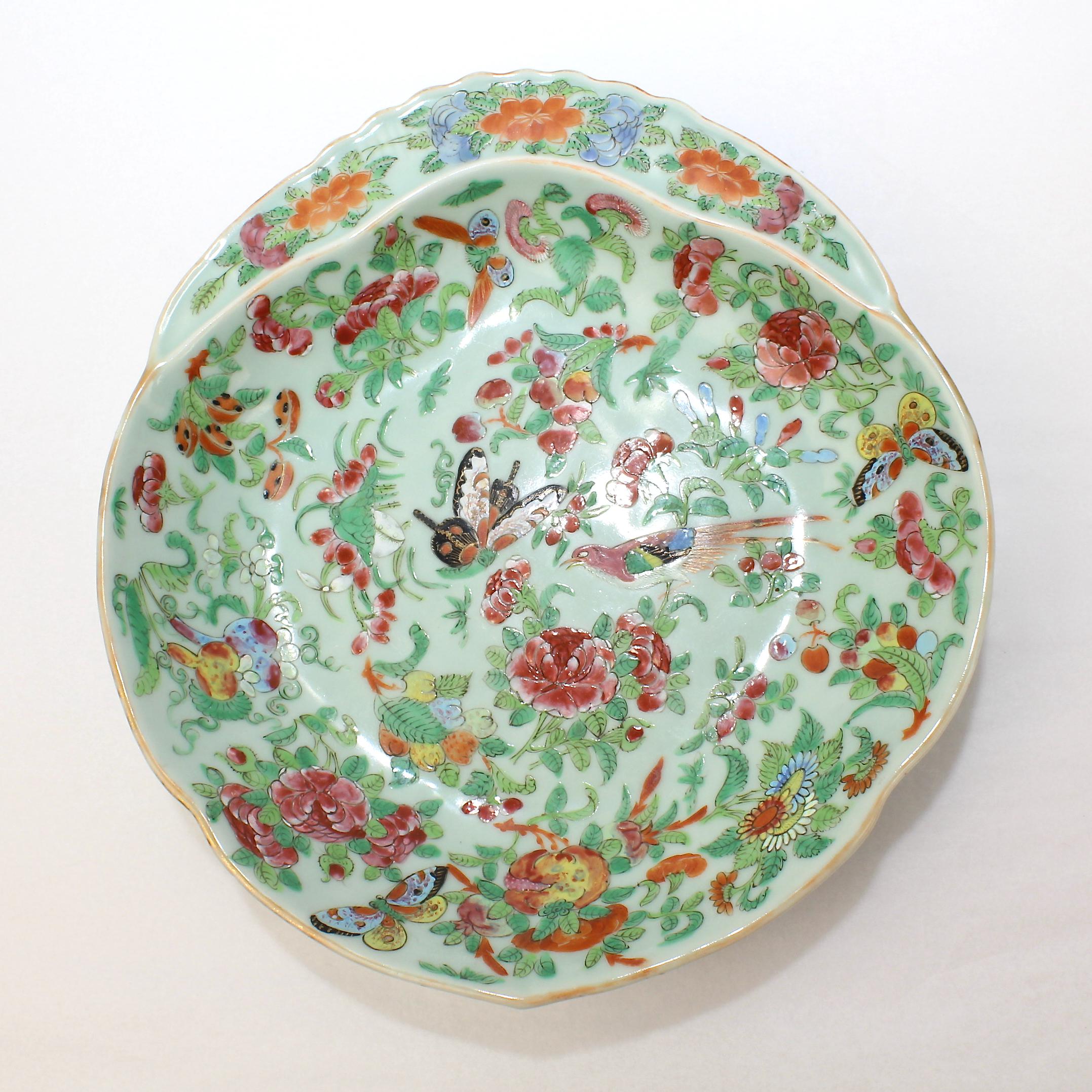 Antique Chinese Celadon Ground Porcelain Shrimp Bowl 1