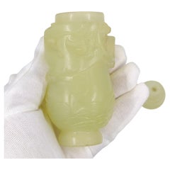 Antique Chinese Serpentine Relief Carved Dragon Covered Vase ROC c.1920s