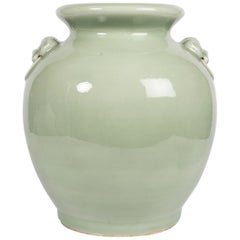 Antique Chinese Celadon Jar in Yue Style Made in the Qing Dynasty