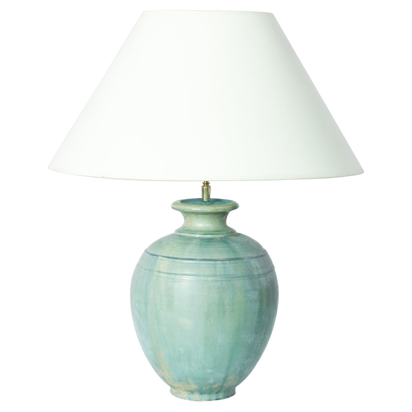 Antique Chinese Celadon Vase Table Lamp