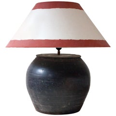 Antique Chinese Ceramic Earthenware Jar Lamp