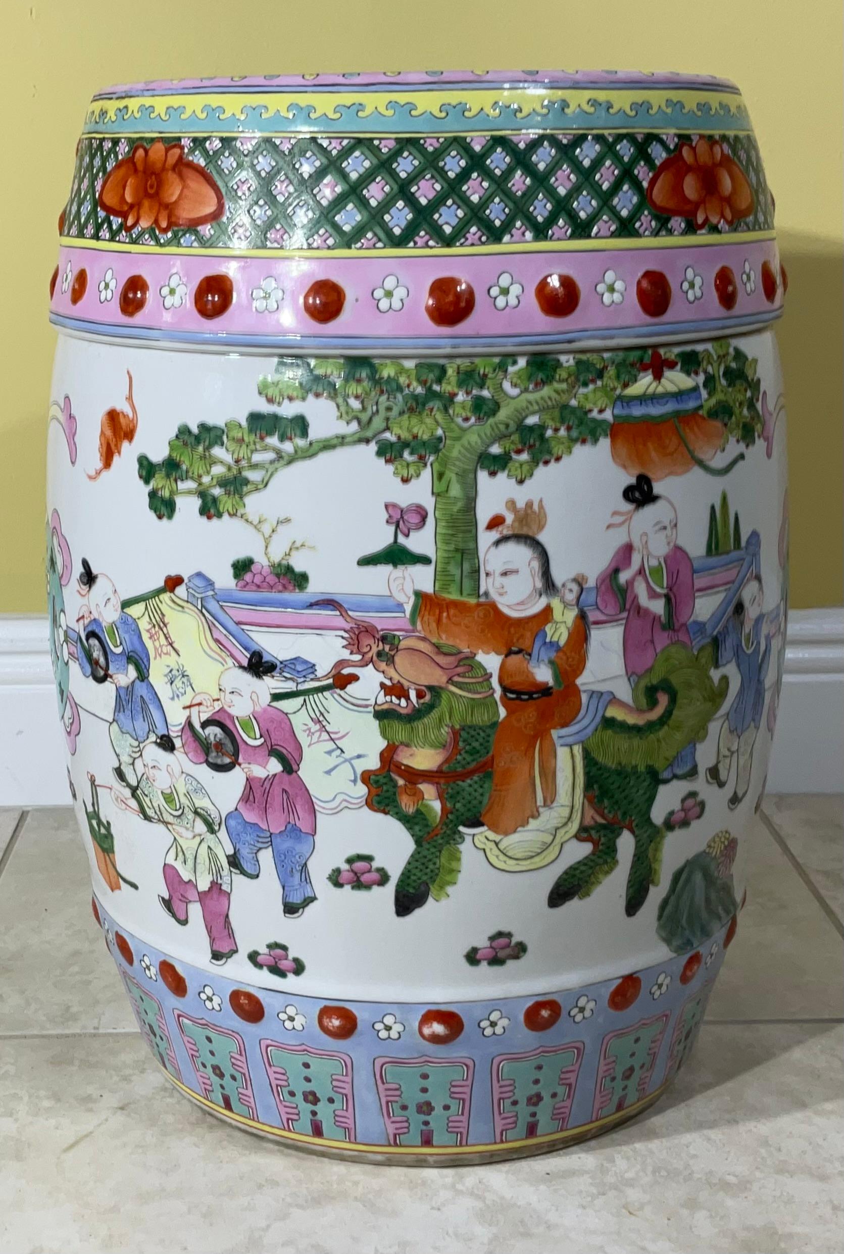Antique Chinese Ceramic Garden Stool For Sale 5