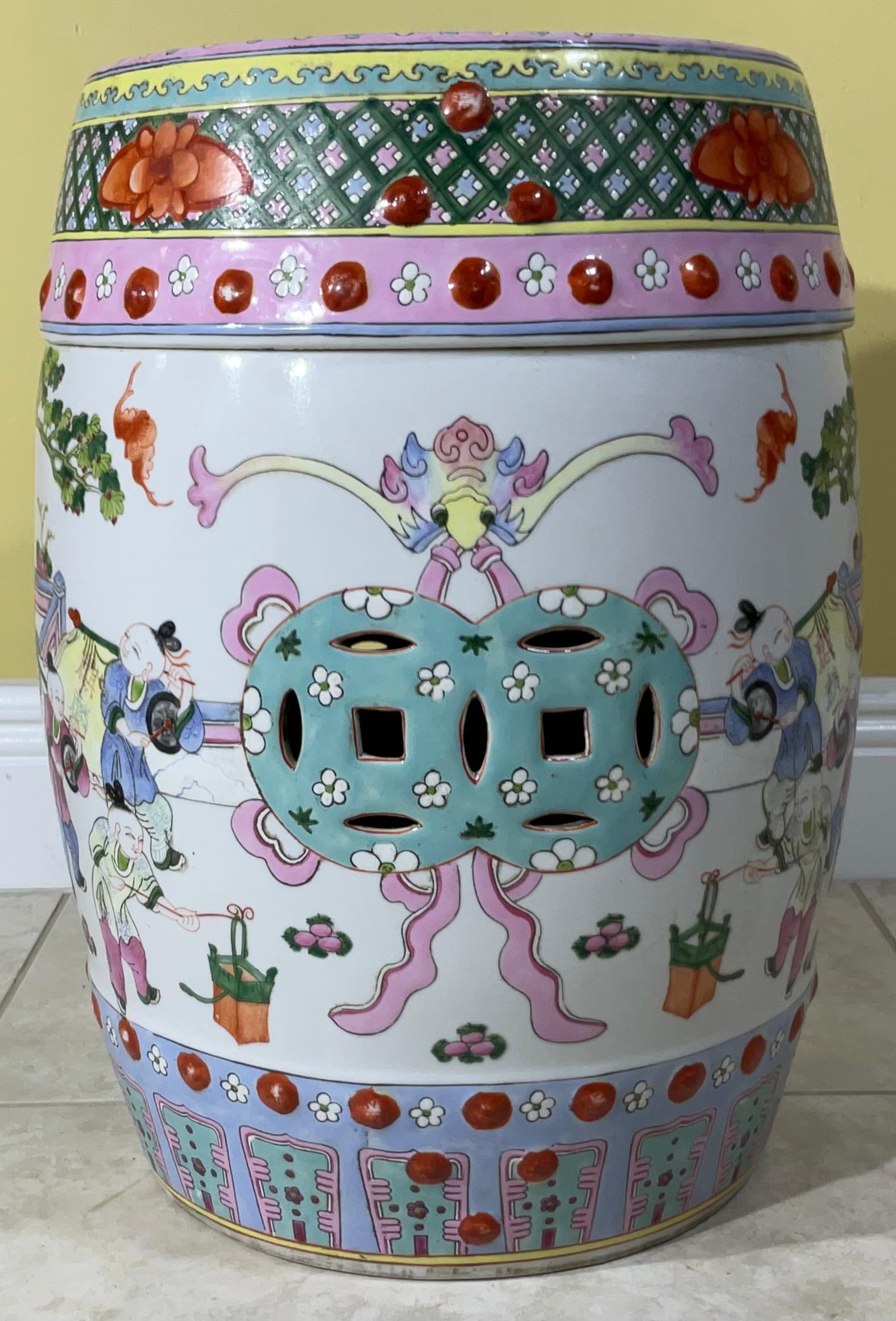 Antique Chinese Ceramic Garden Stool For Sale 7
