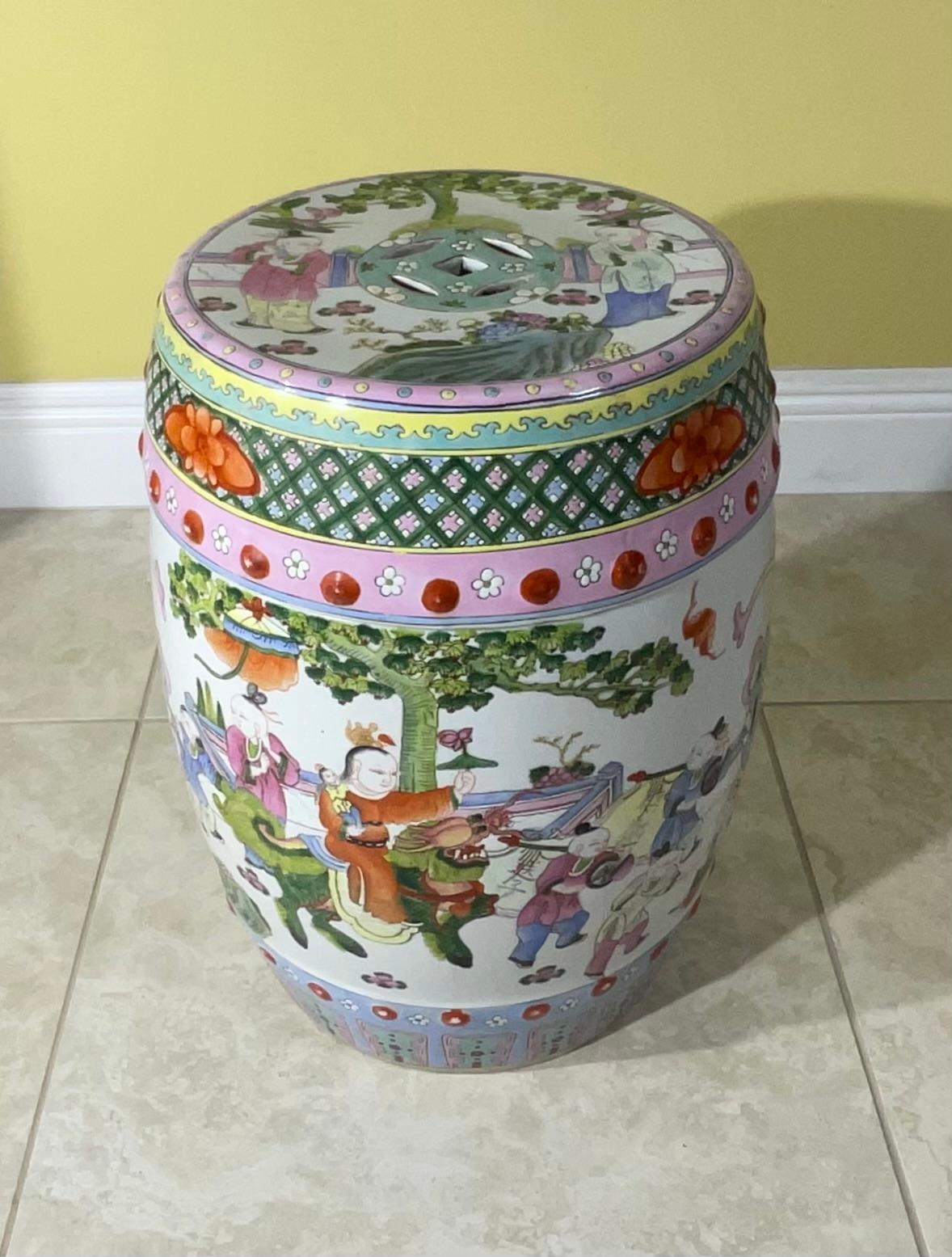 Antique Chinese Ceramic Garden Stool For Sale 11