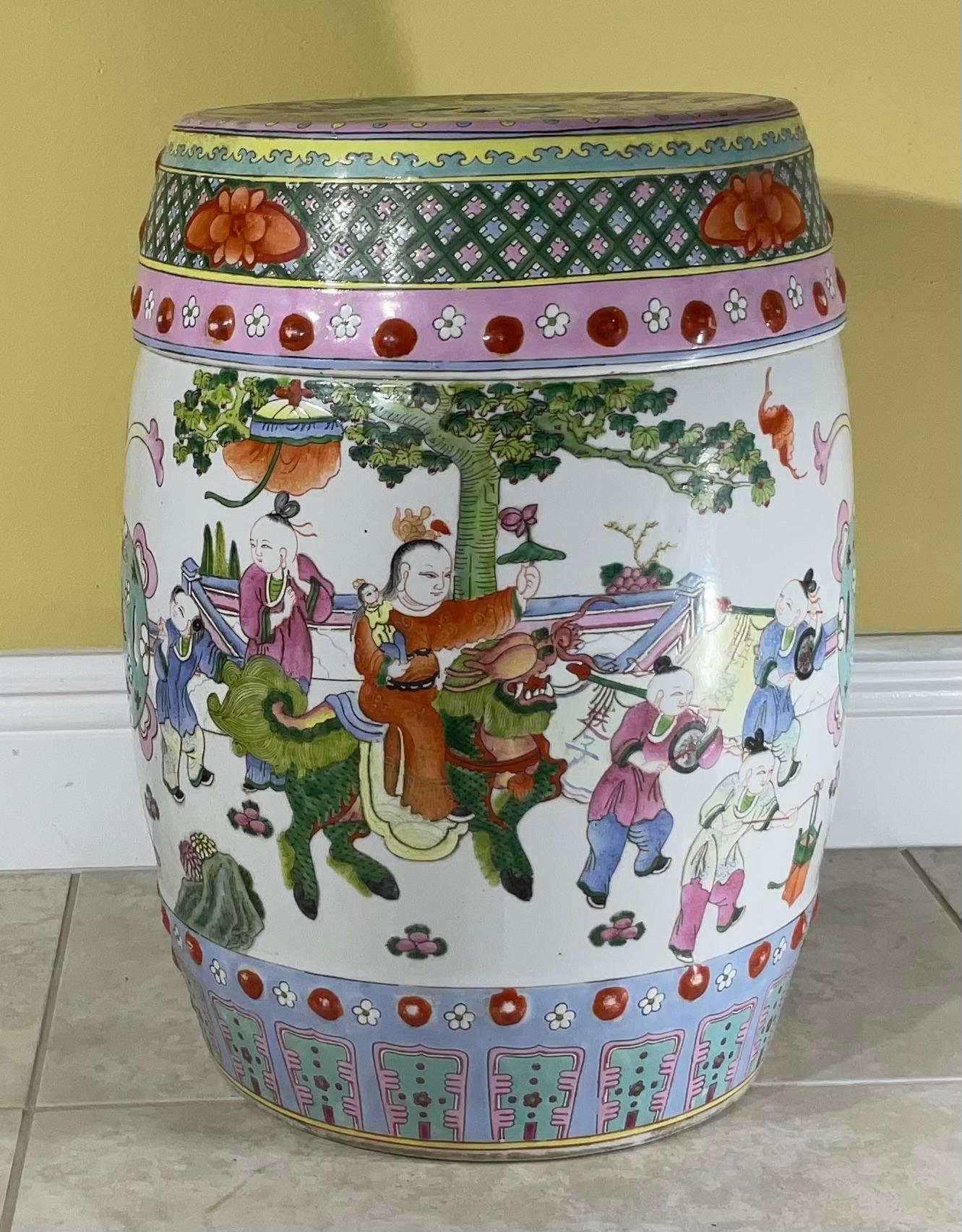 Antique Chinese Ceramic Garden Stool For Sale 14