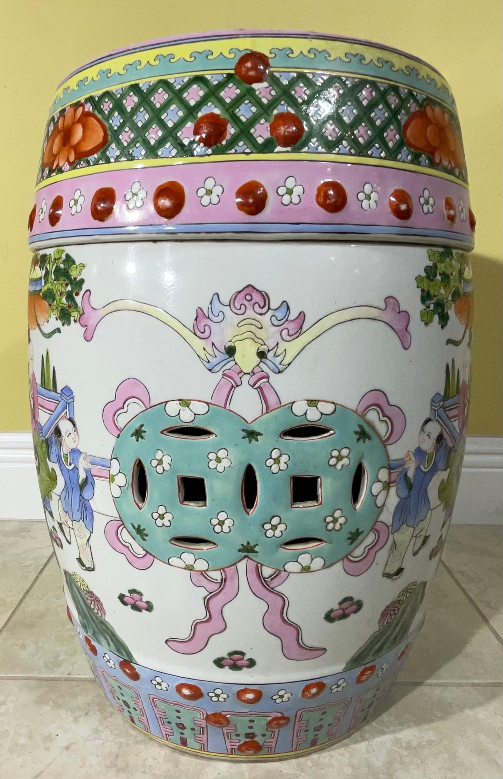 Antique Chinese Ceramic Garden Stool For Sale 1