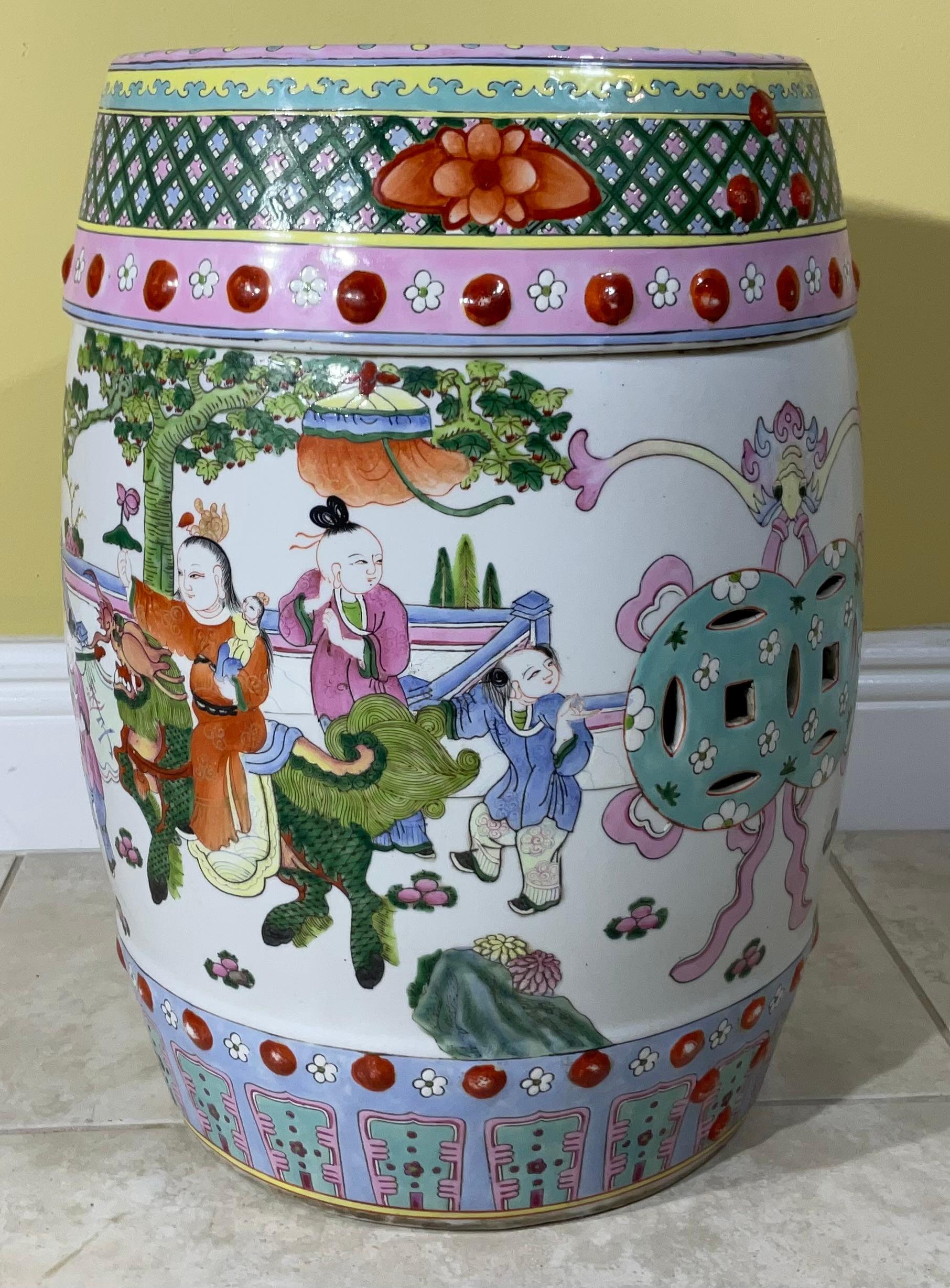 Antique Chinese Ceramic Garden Stool For Sale 3