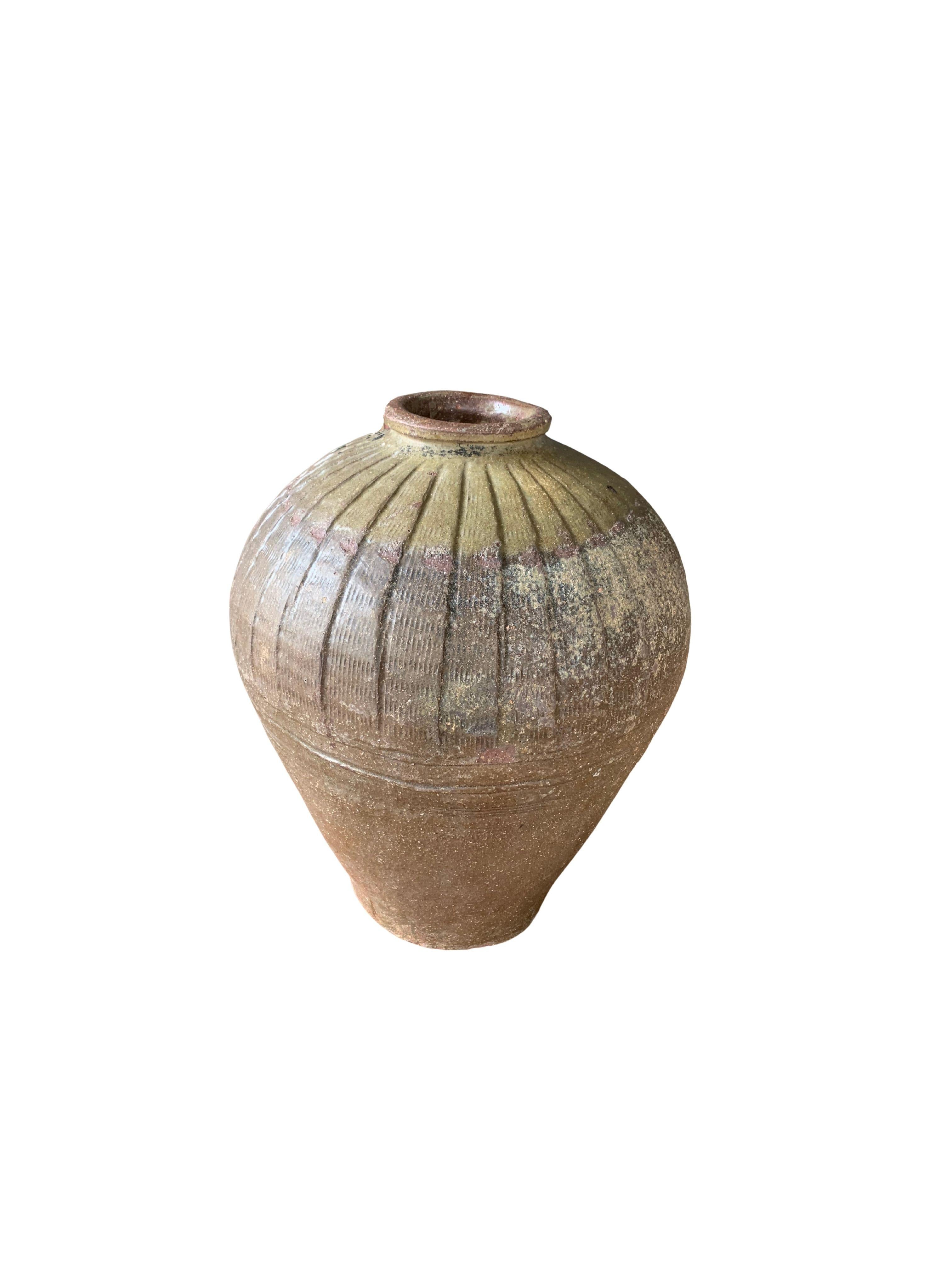 Qing Antique Chinese Ceramic Pickling Jar Jade Green, c. 1900 For Sale