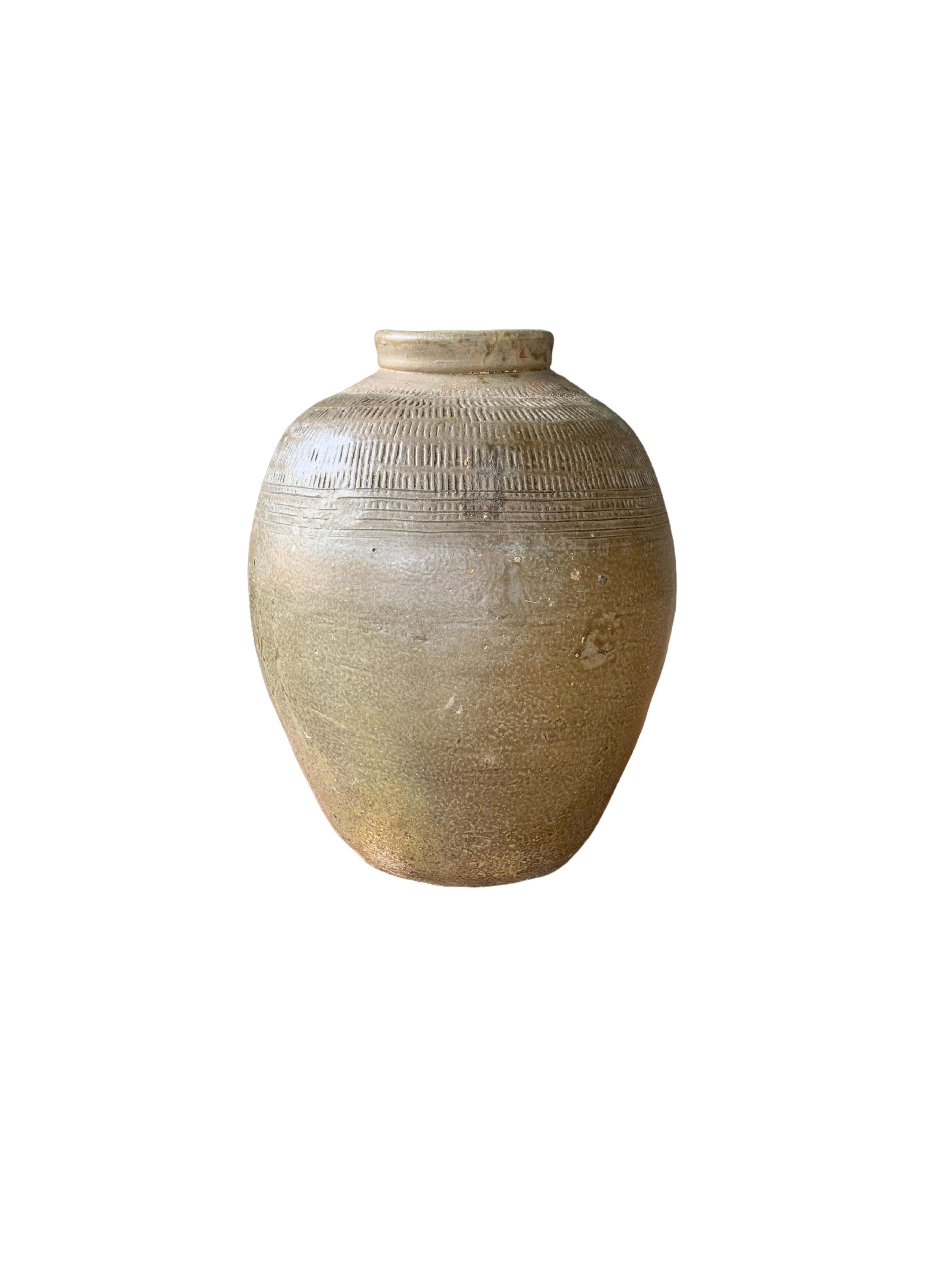 Glazed Antique Chinese Ceramic Pickling Jar Jade Green, c. 1900 For Sale