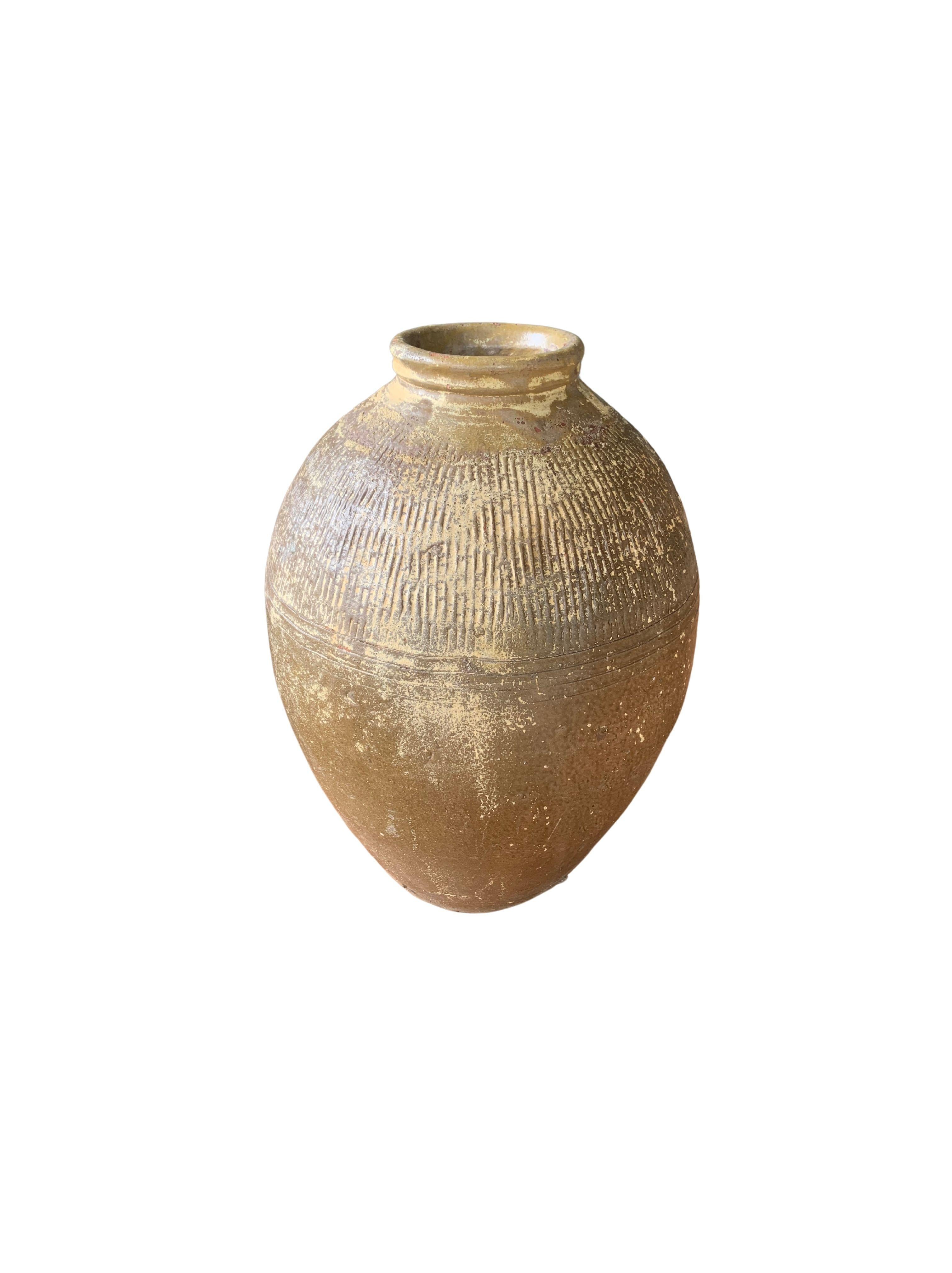 Glazed Antique Chinese Ceramic Pickling Jar Jade Green, c. 1900