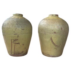 Antique Chinese Ceramic Pickling Jar Set Jade Green, c. 1900