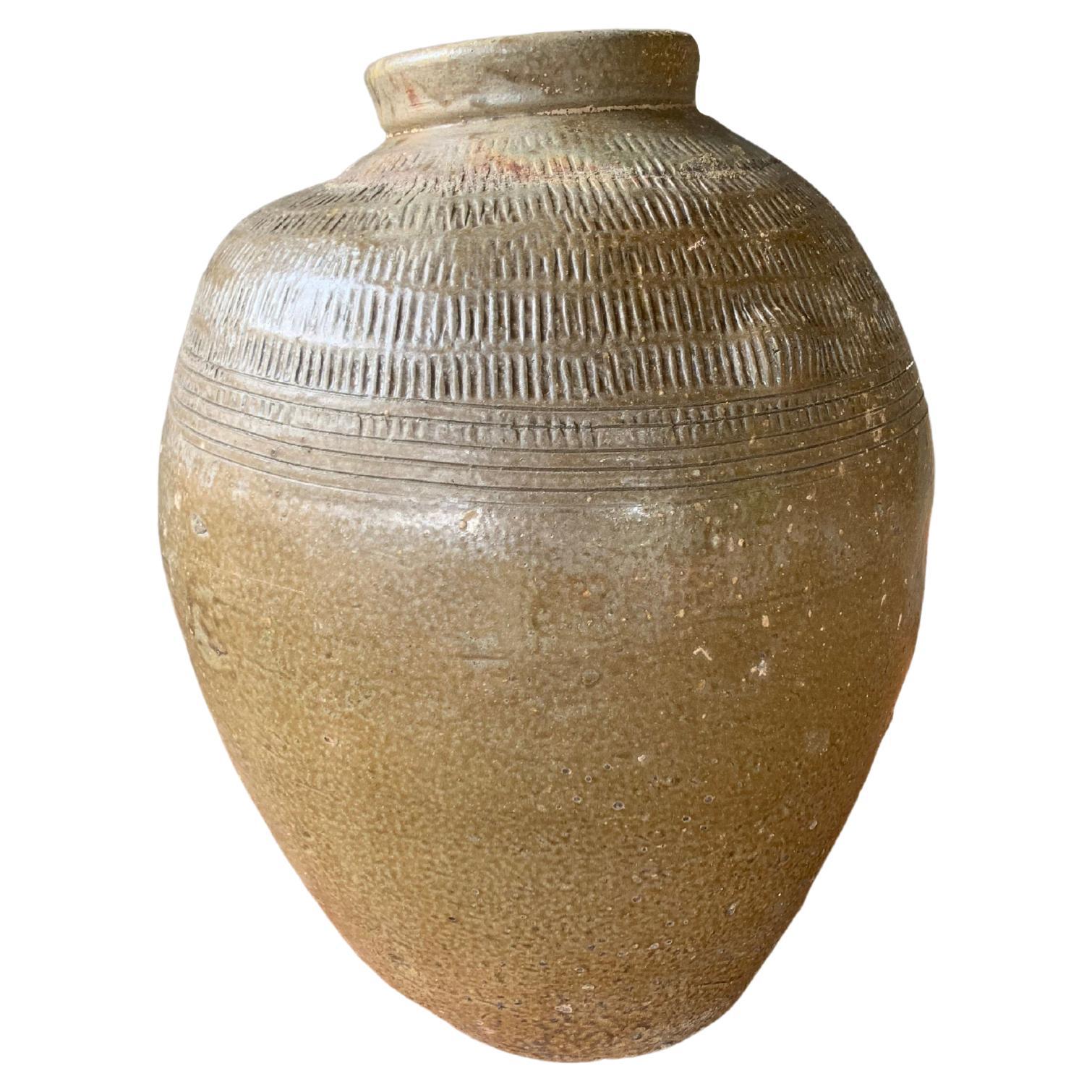 Antique Chinese Ceramic Pickling Jar Jade Green, c. 1900 For Sale