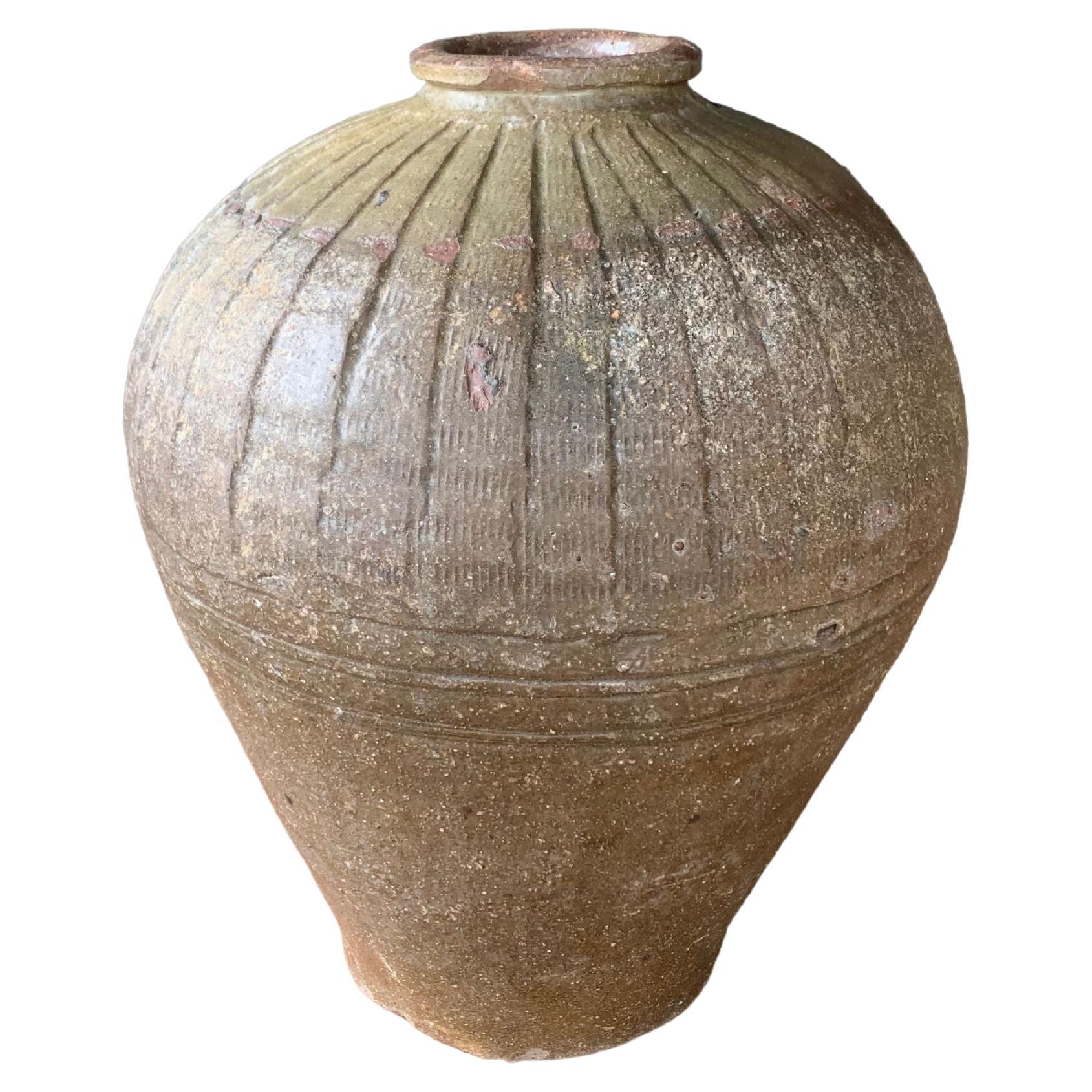 Antikes chinesisches Keramik-Pflückenglas in Jadegrün, um 1900