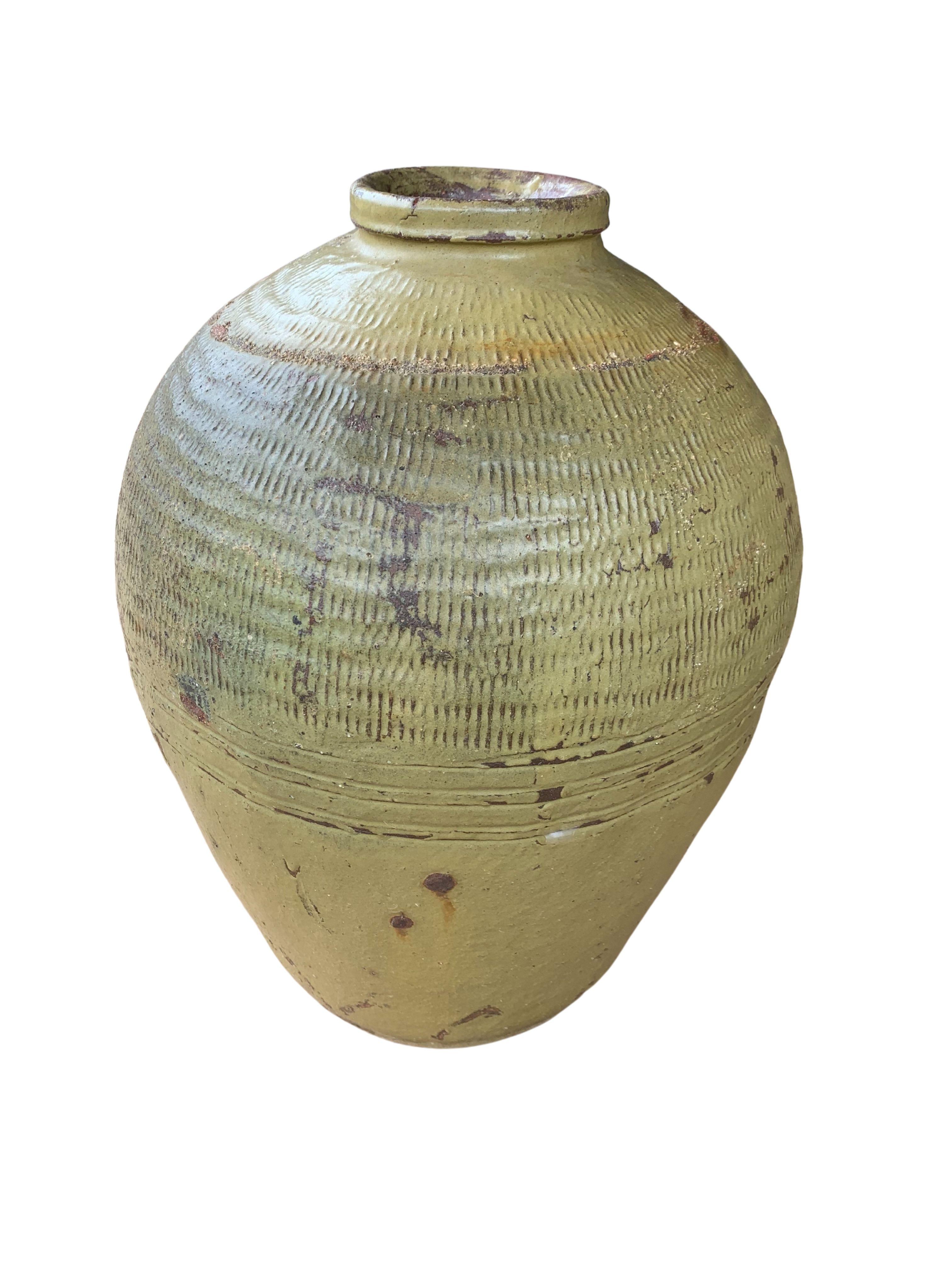 Glazed Antique Chinese Ceramic Pickling Jar Set Jade Green, c. 1900 For Sale
