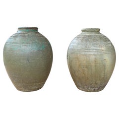 Antikes chinesisches Keramik-Pickglas-Set in Jade-Grün, um 1900