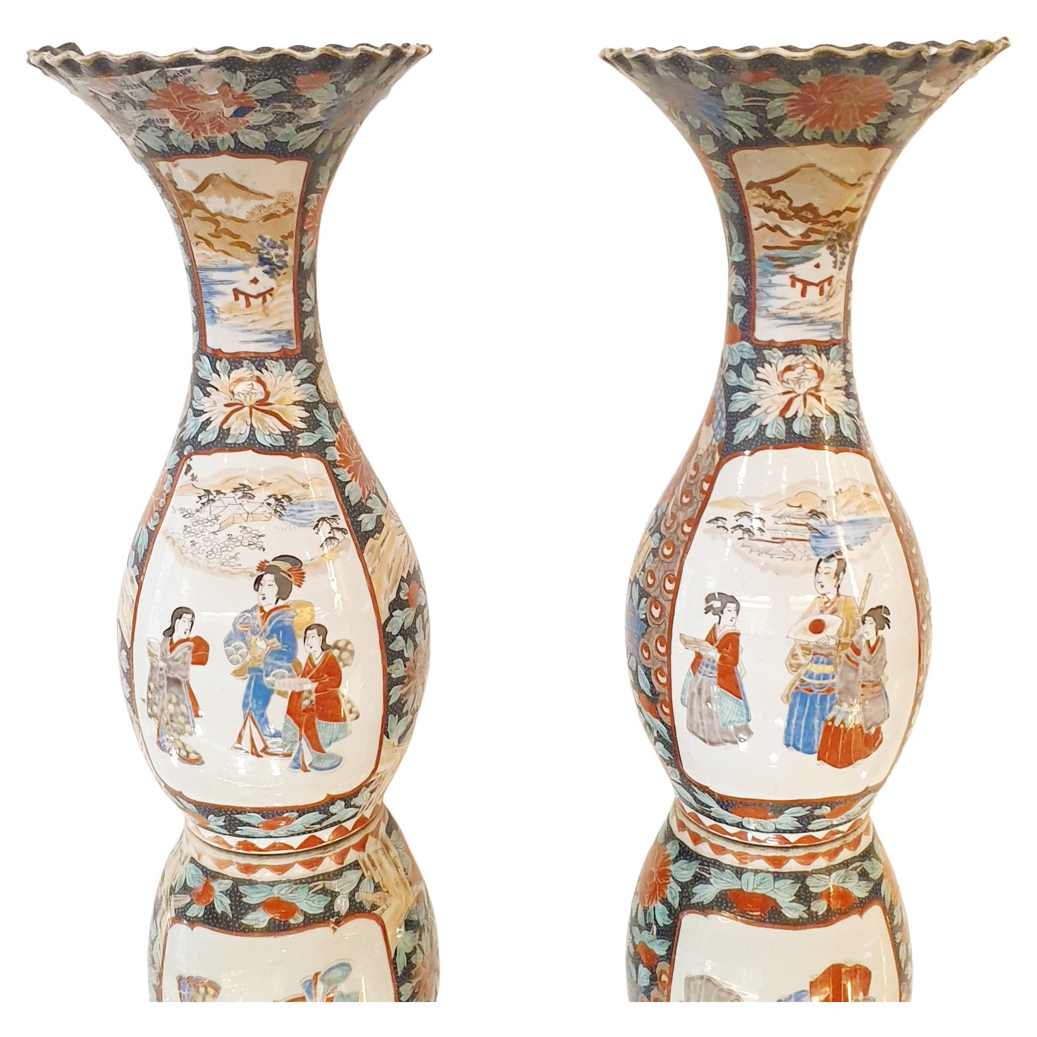 Antique Japanese Ceramic Vases Early 20th Century For Sale