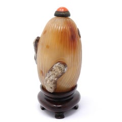 Antique Chinese Chalcedony “Peanut and Jujube” Snuff Bottle